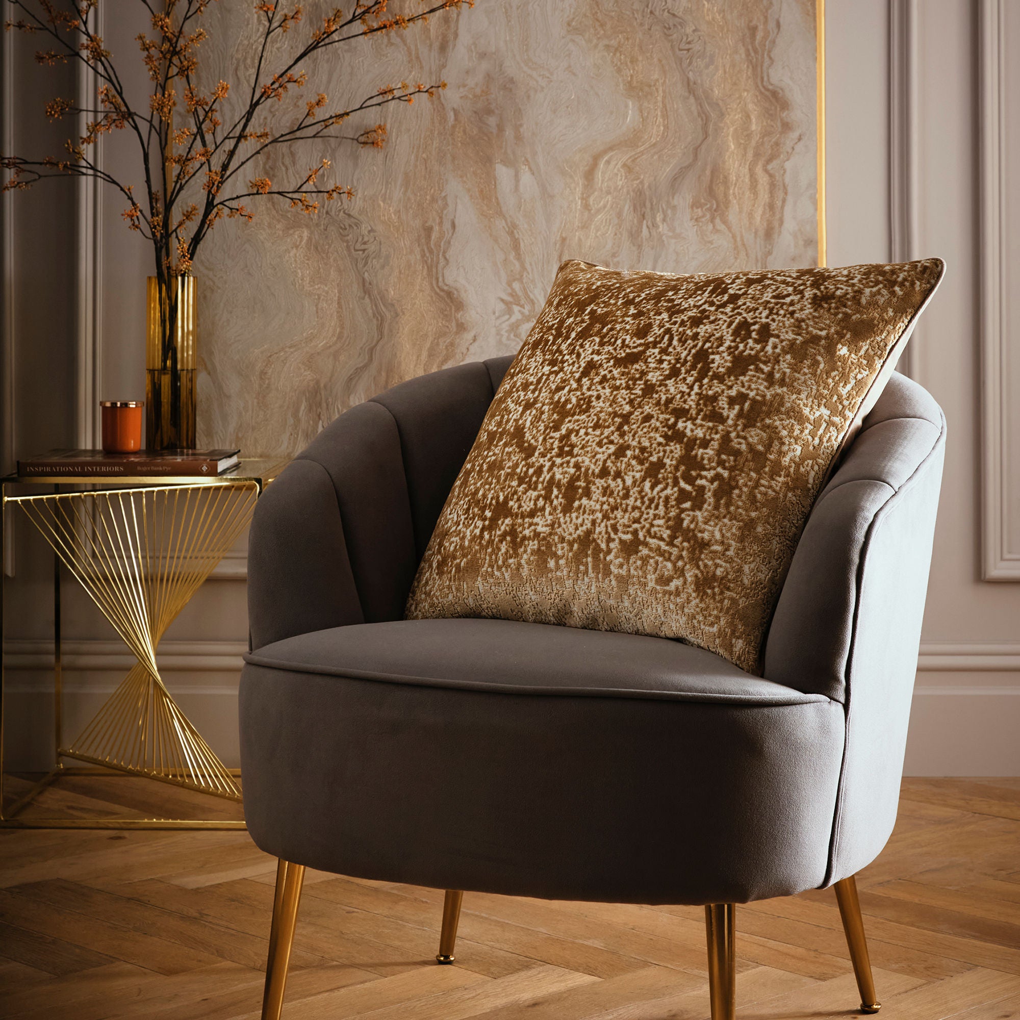 Cushion Atlas by Laurence Llewelyn-Bowen in Gold