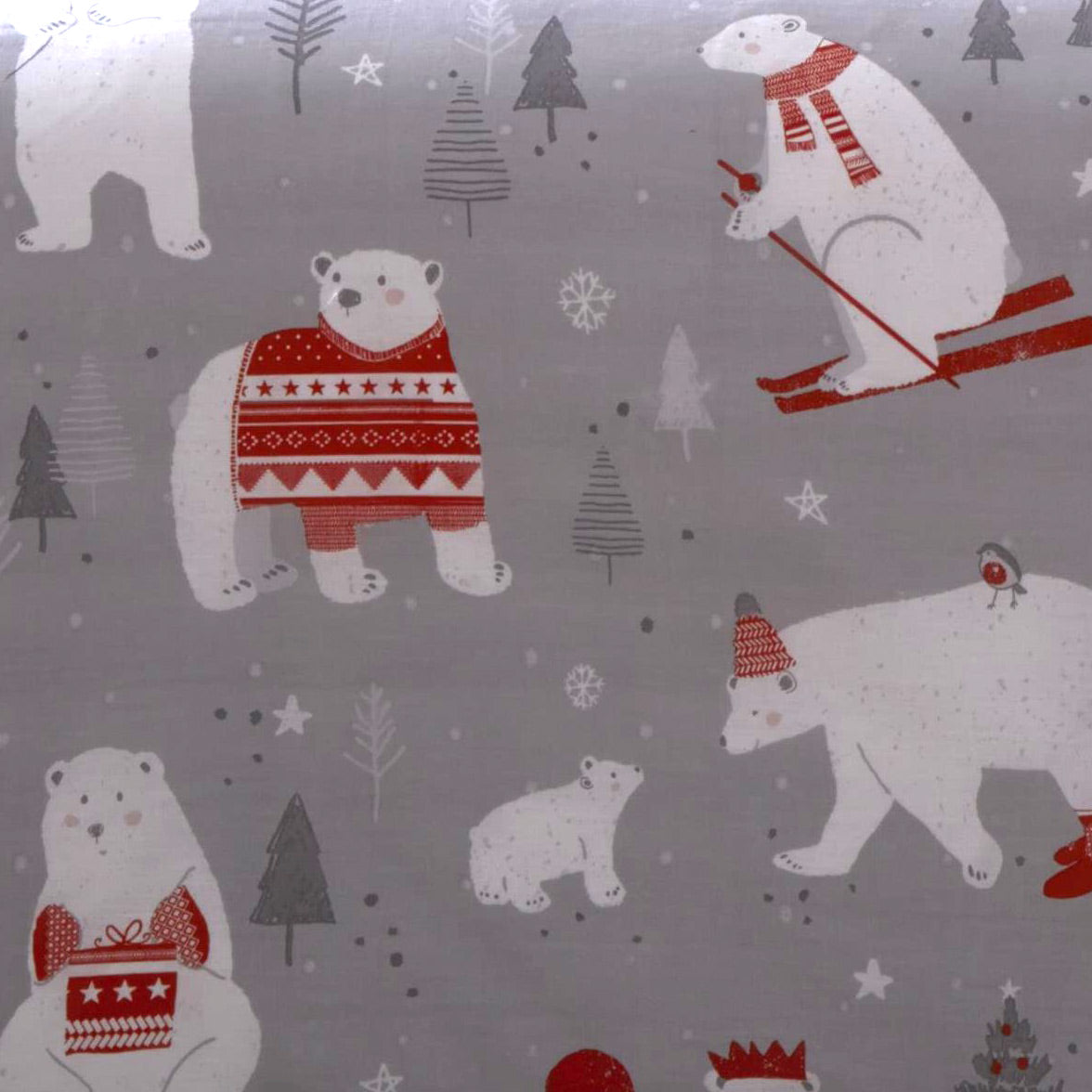 Polar Bears - Easy Care Duvet Cover Set in Silver - By Bedlam Christmas