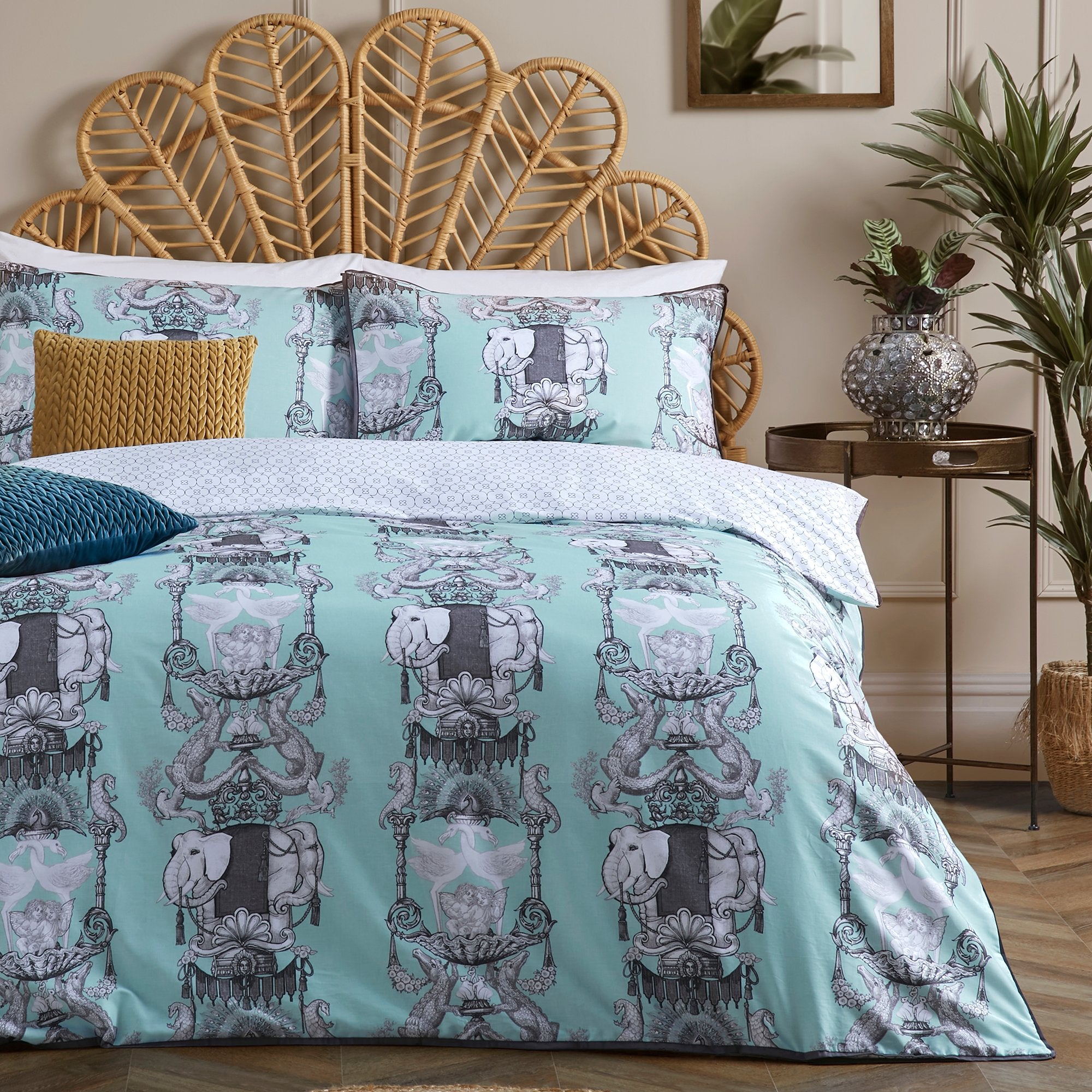 Duvet Cover Set Animalia by Laurence Llewelyn-Bowen in Duck Egg