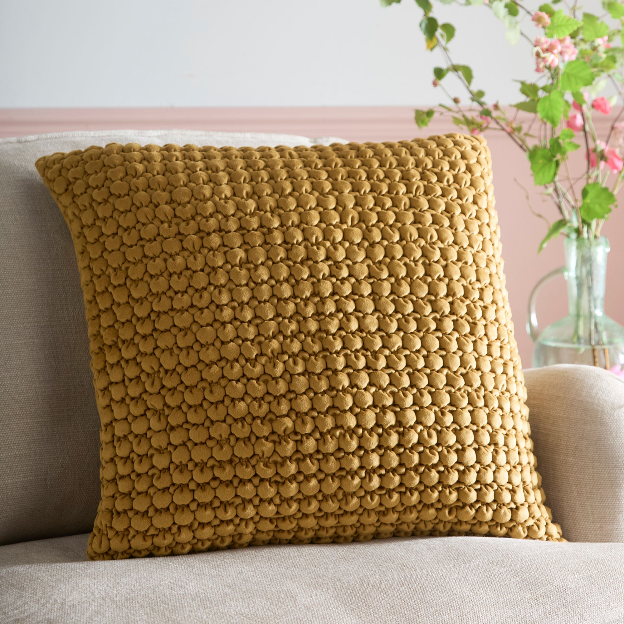 Cushion Bobble by Appletree Heritage in Ochre