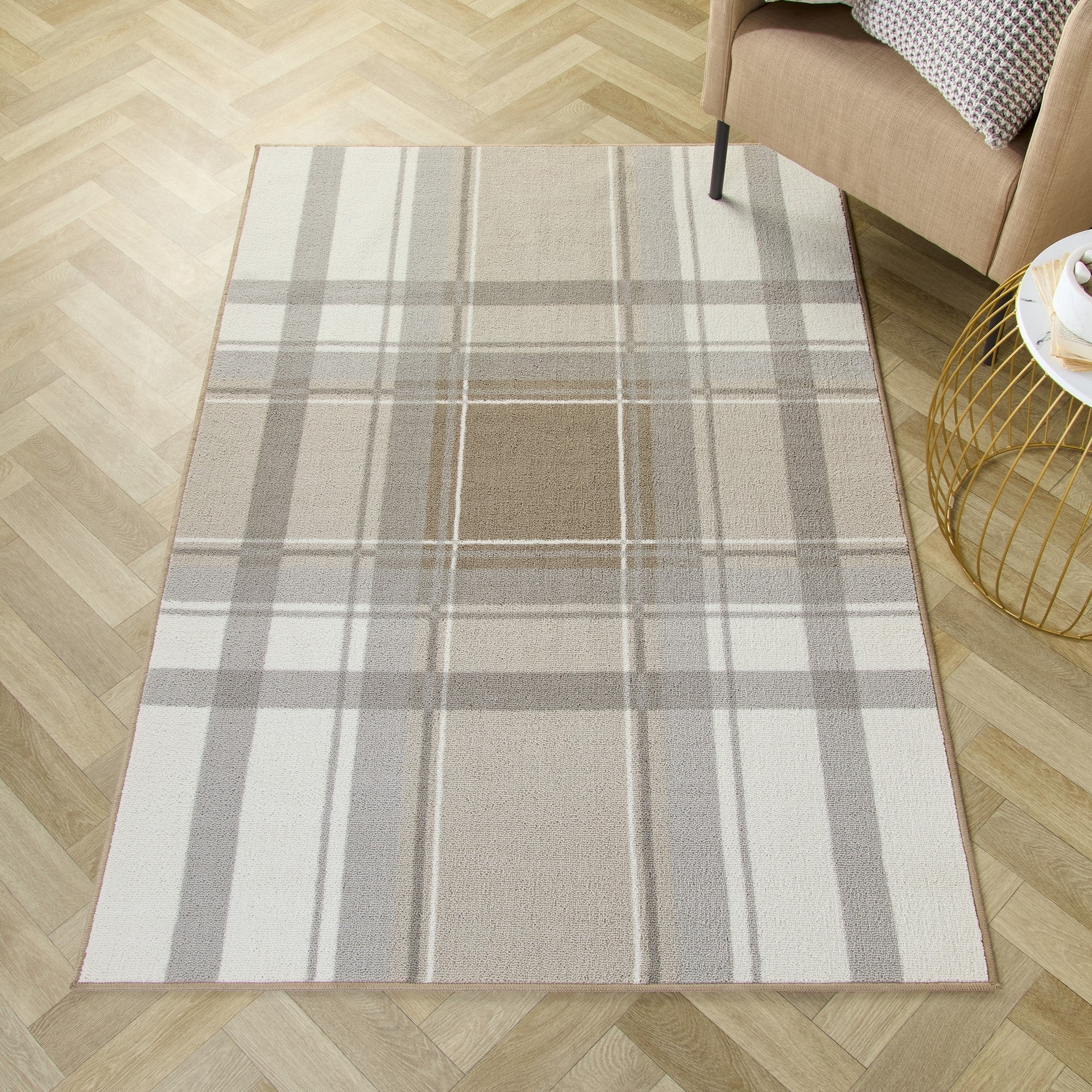 Washable Rug Balmoral Check by Fusion in Natural