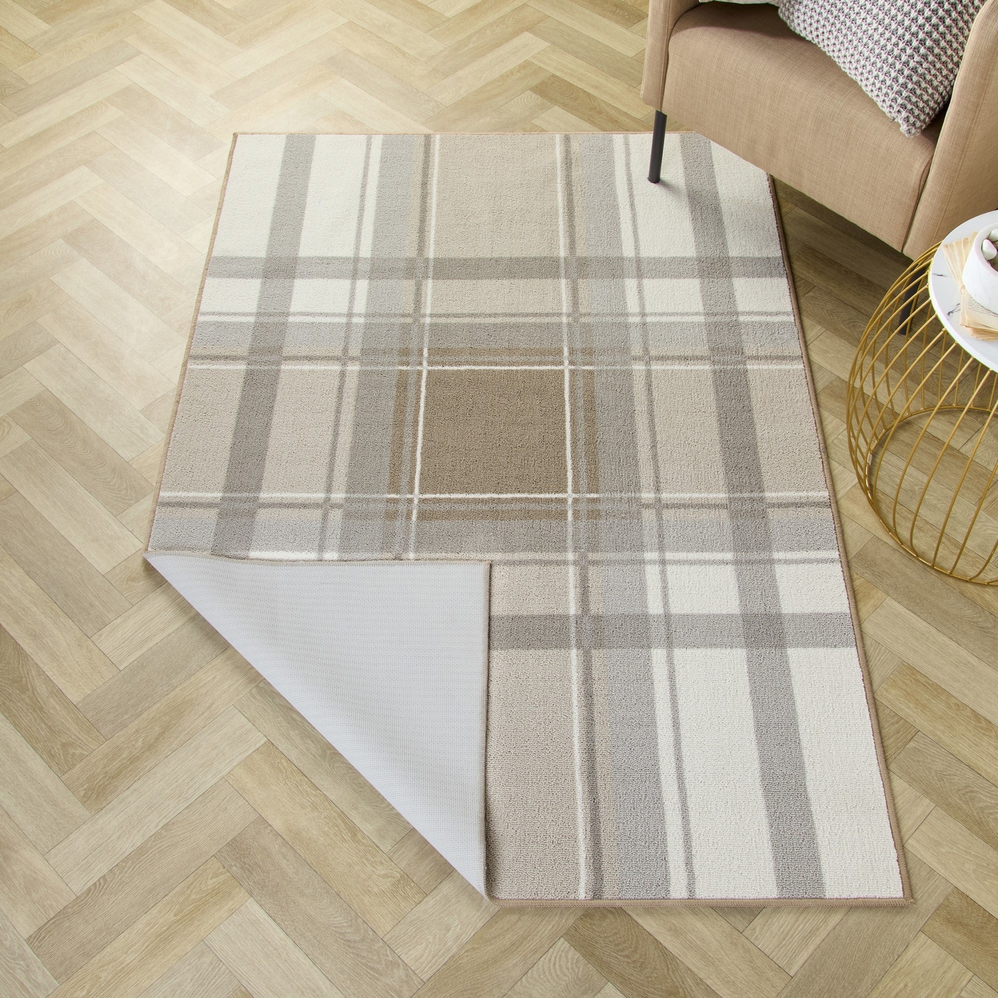 Washable Rug Balmoral Check by Fusion in Natural