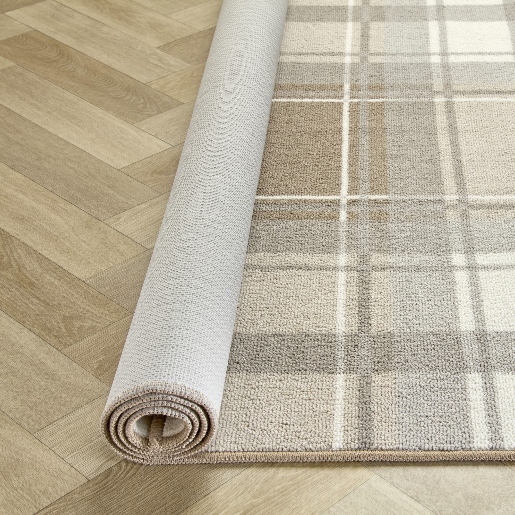 Washable Rug Balmoral Check by Fusion in Natural