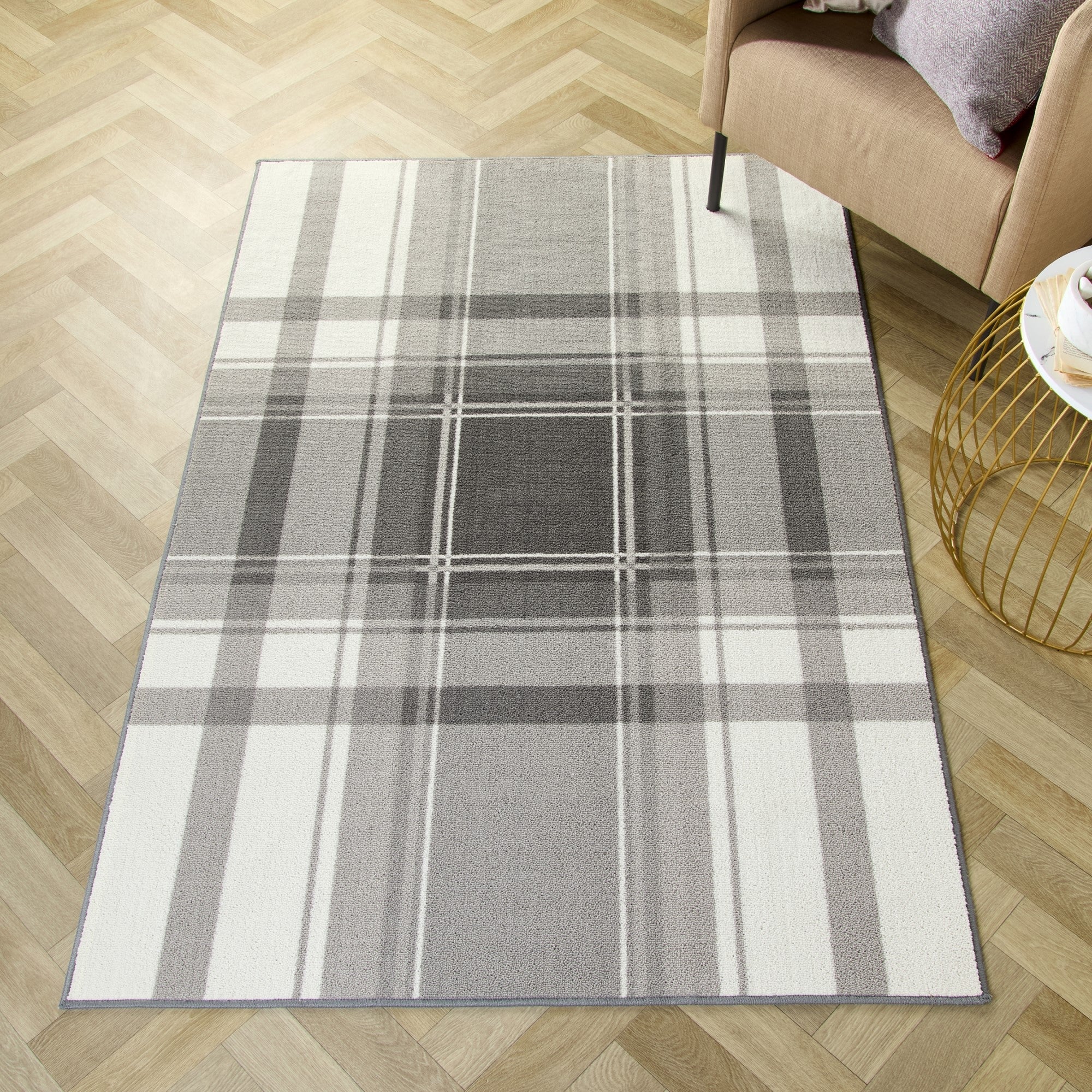 Washable Rug Balmoral Check by Fusion in Slate