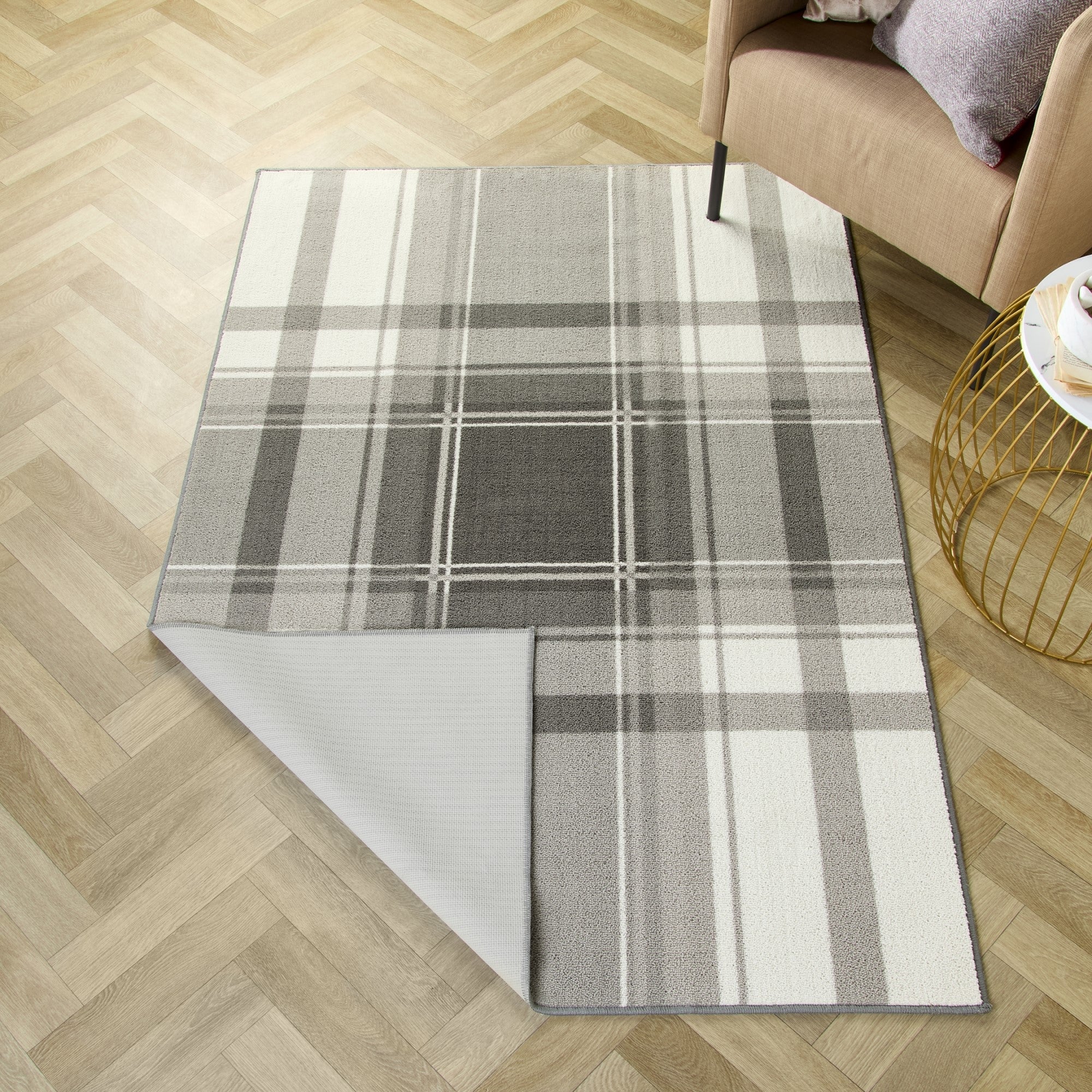 Washable Rug Balmoral Check by Fusion in Slate