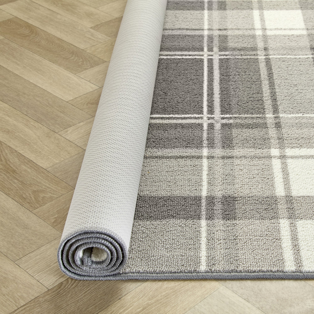 Washable Rug Balmoral Check by Fusion in Slate – Stylish Home