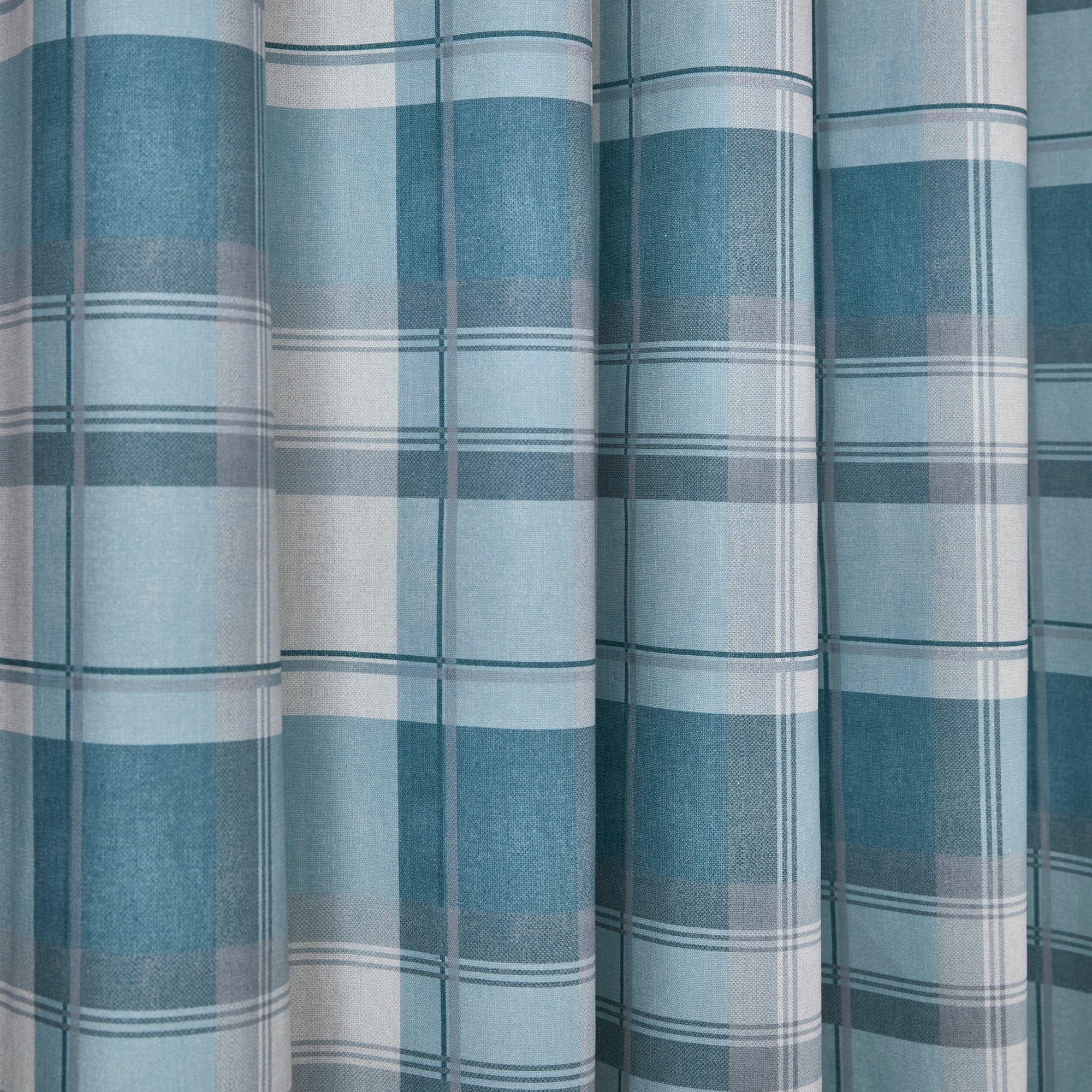 Pair of Eyelet Curtains Balmoral Check by Fusion in Duck Egg