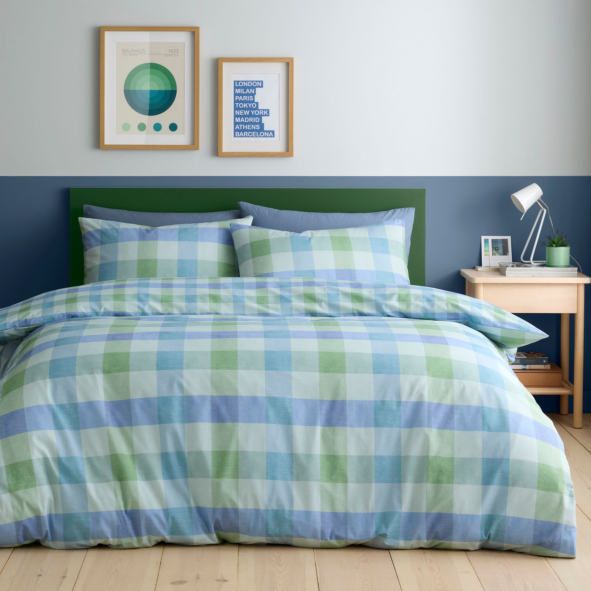 Duvet Cover Set Block Check by Fusion in Blue