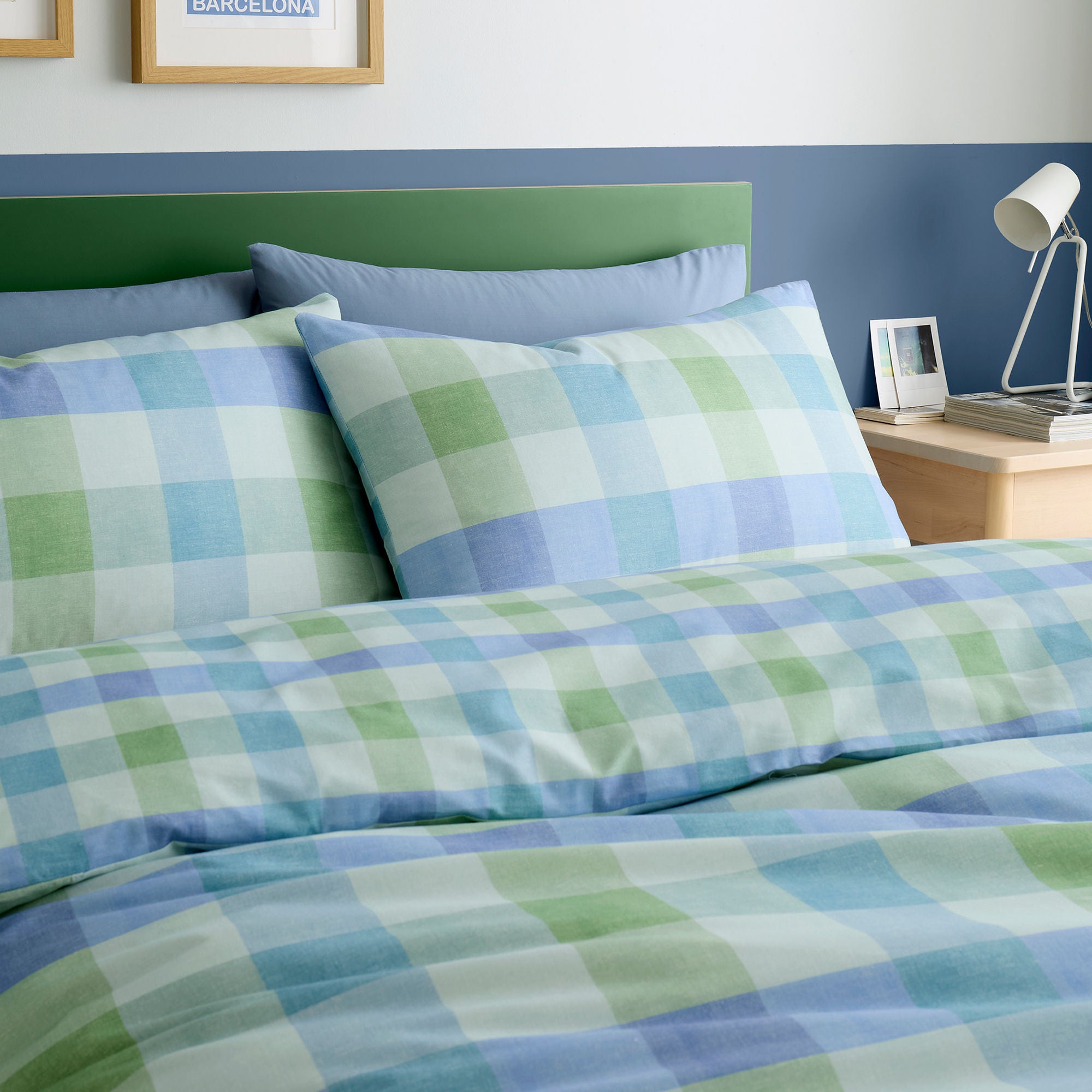 Duvet Cover Set Block Check by Fusion in Blue