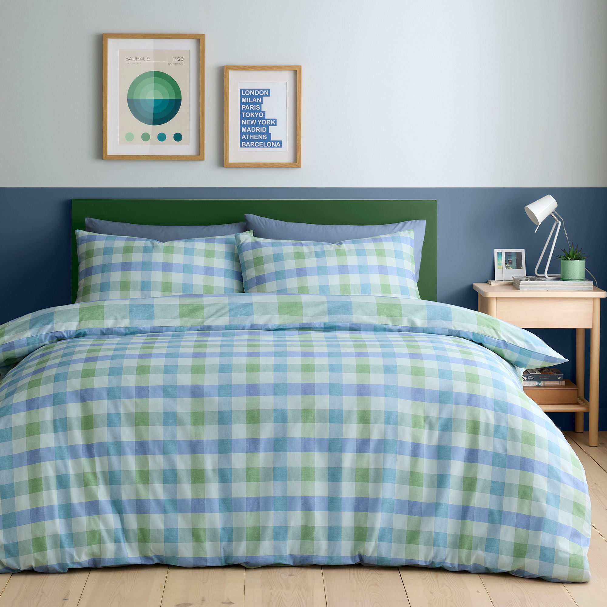 Duvet Cover Set Block Check by Fusion in Blue