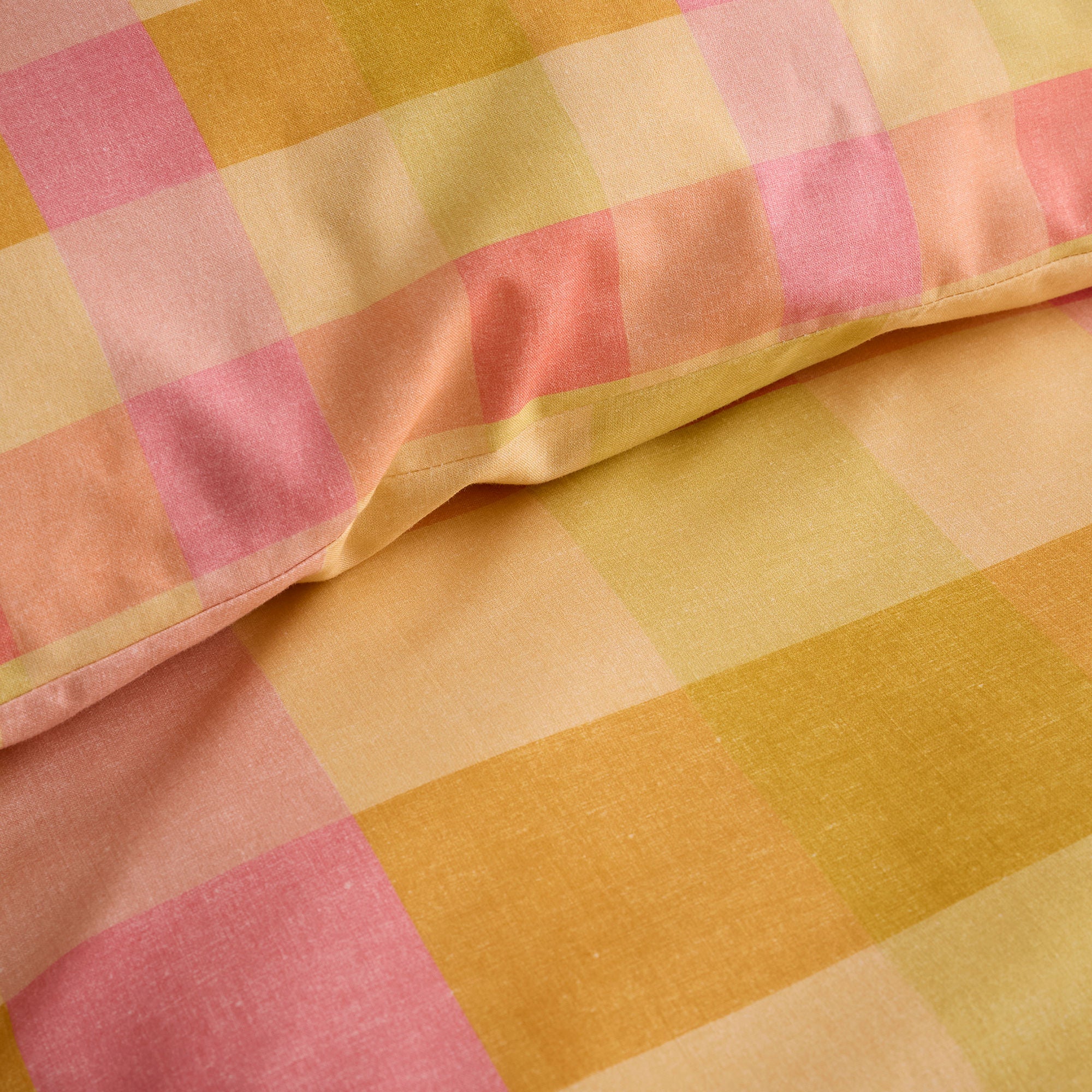 Duvet Cover Set Block Check by Fusion in Orange