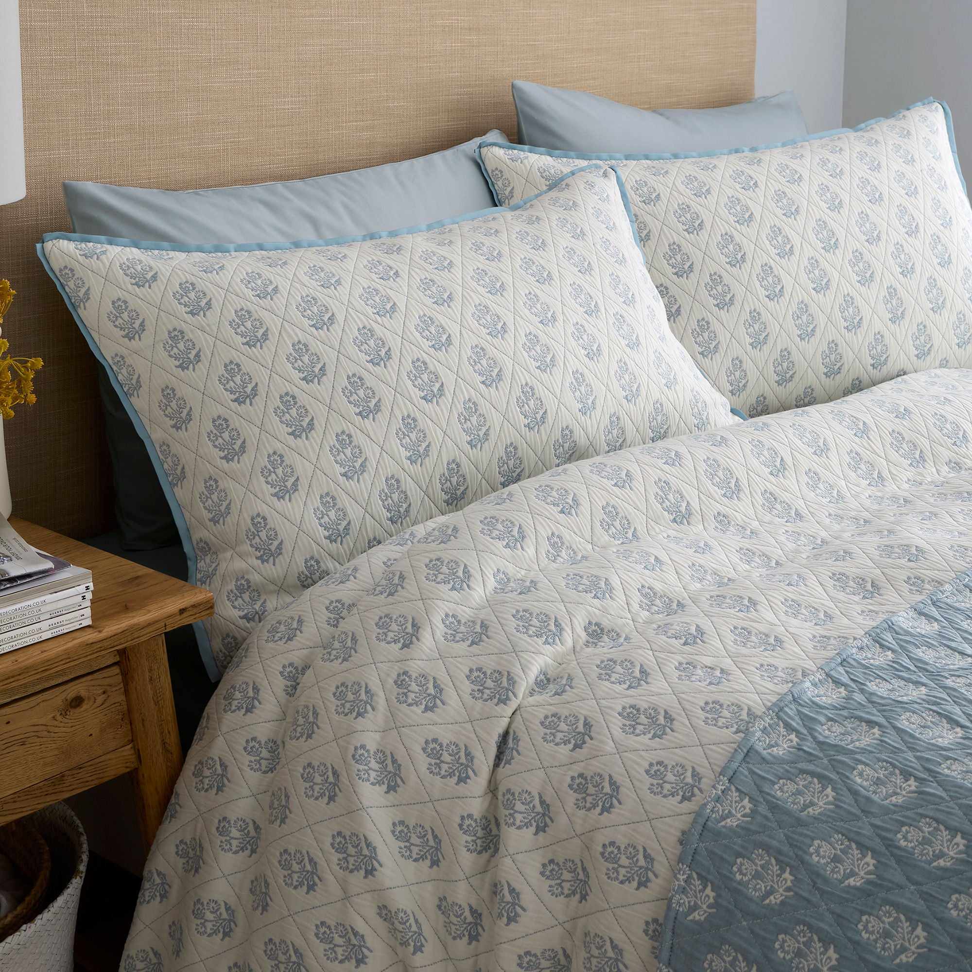 Duvet Cover Set Block Floral by Dreams & Drapes Decorative in Blue