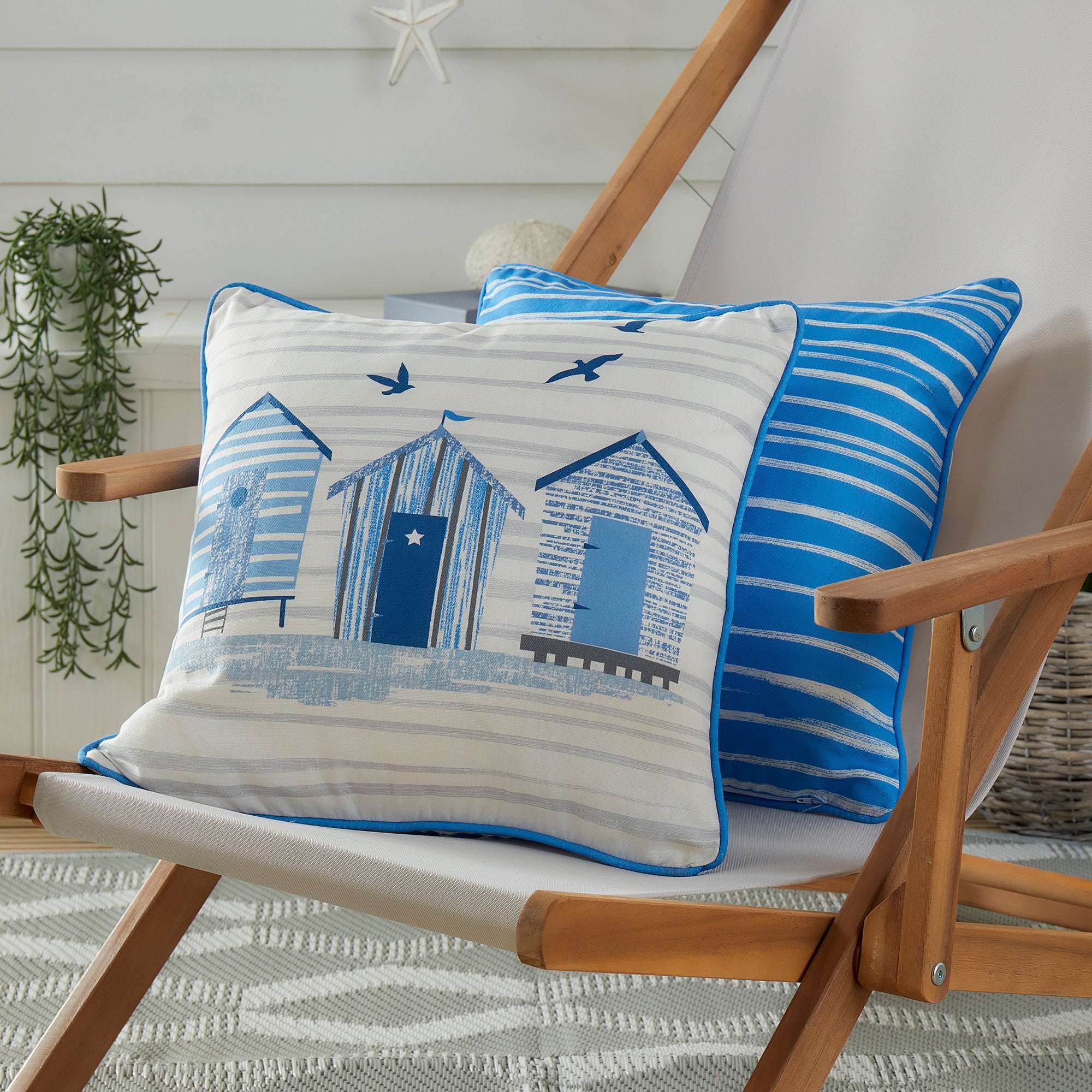Cushion Beach Huts Outdoor by Fusion in Blue