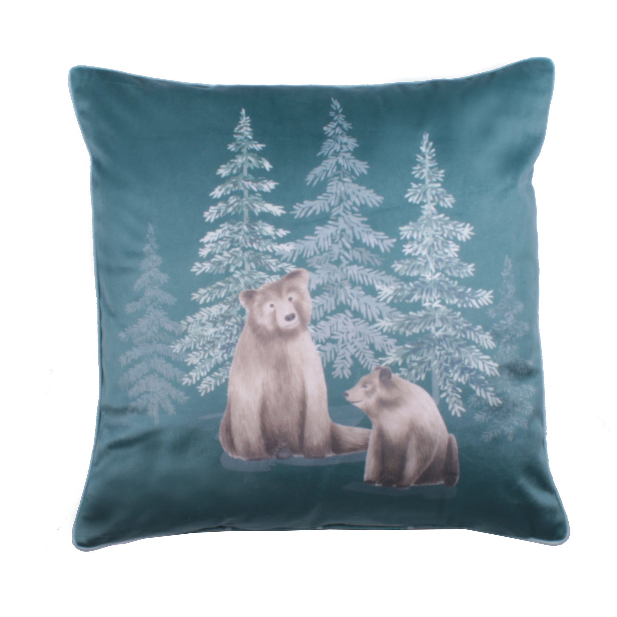Filled Cushion Bear Walks by D&D Lodge in Teal