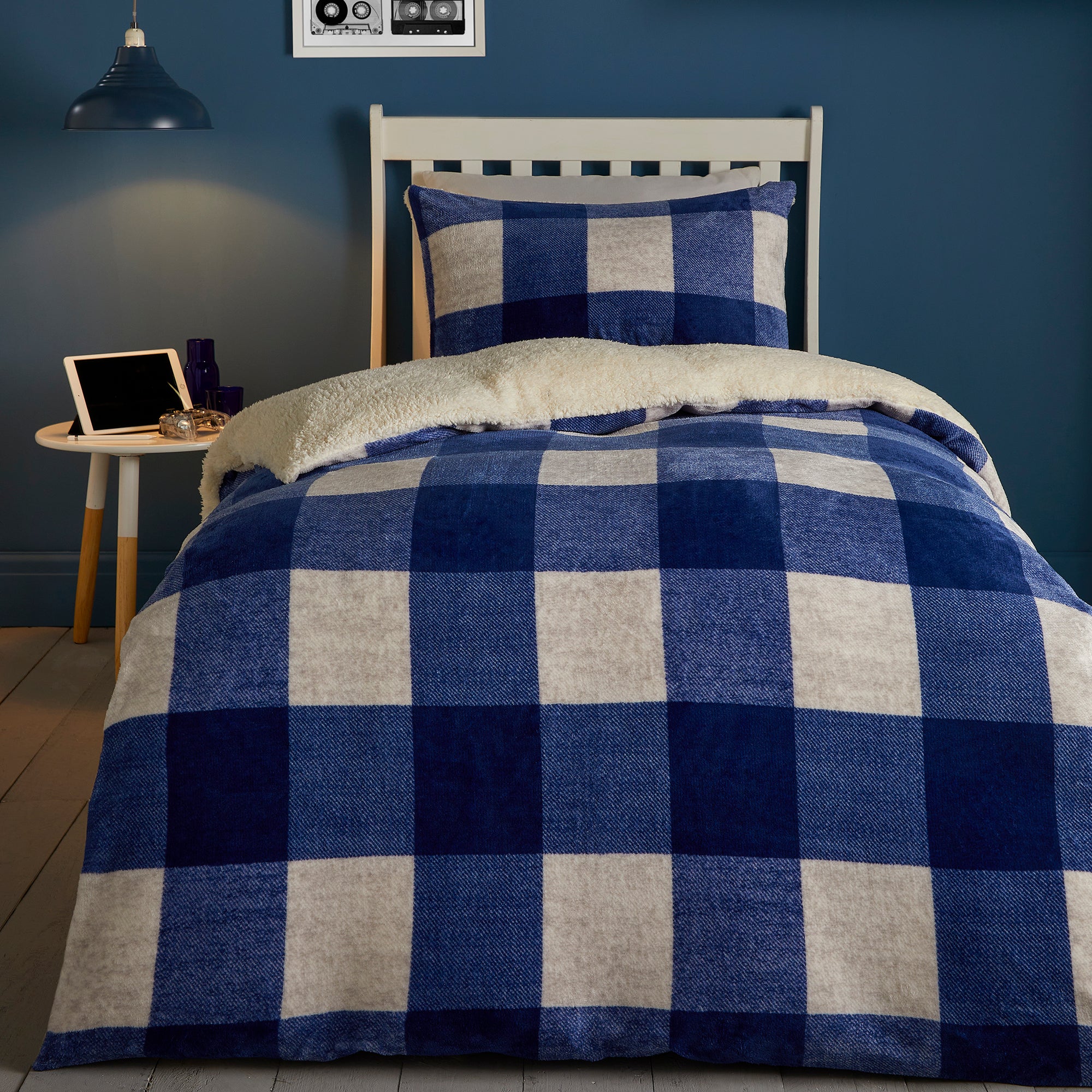 Duvet Cover Set Cosy Theo Check by Bedlam in Blue