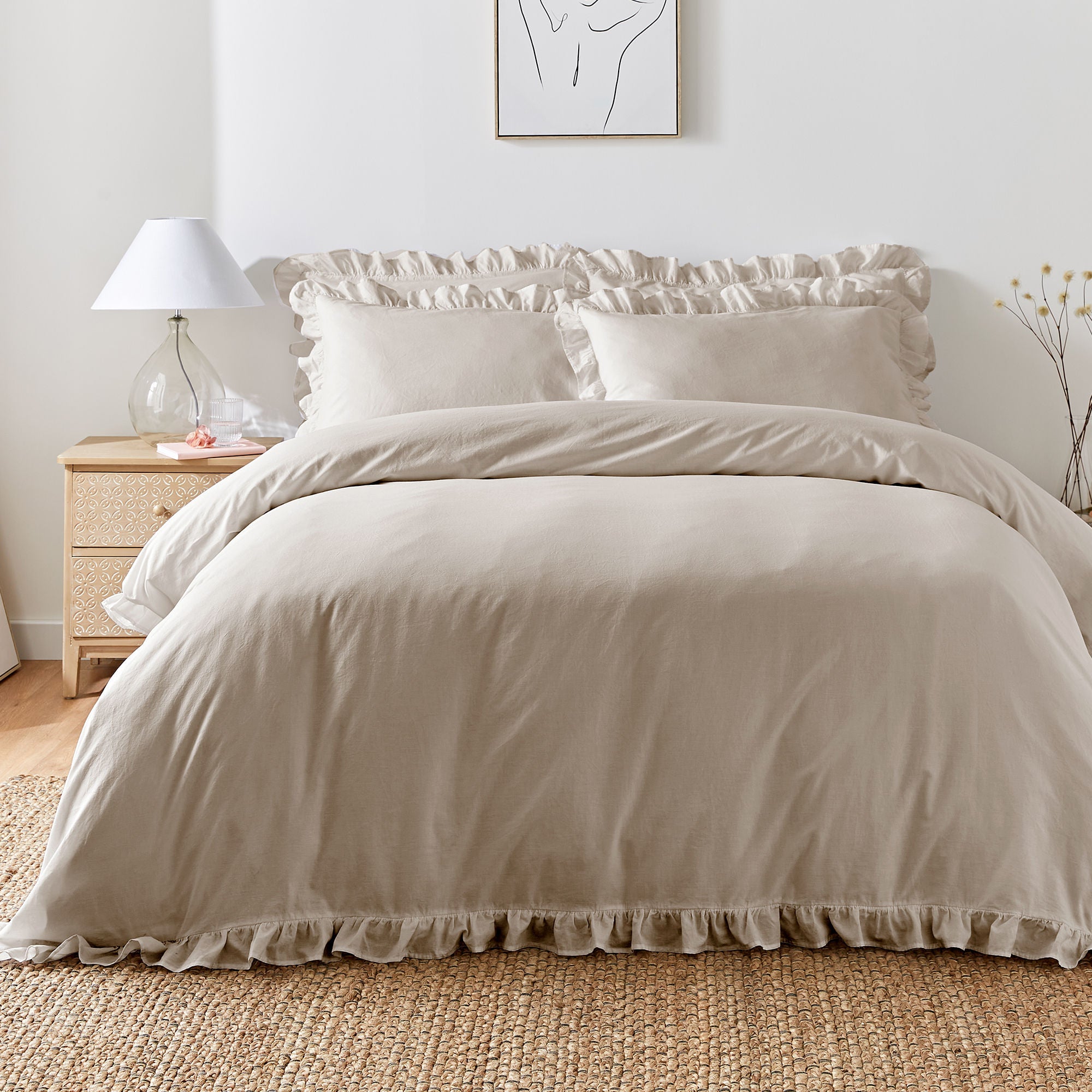 Duvet Cover Set Cassia Frill by Appletree Loft in Natural