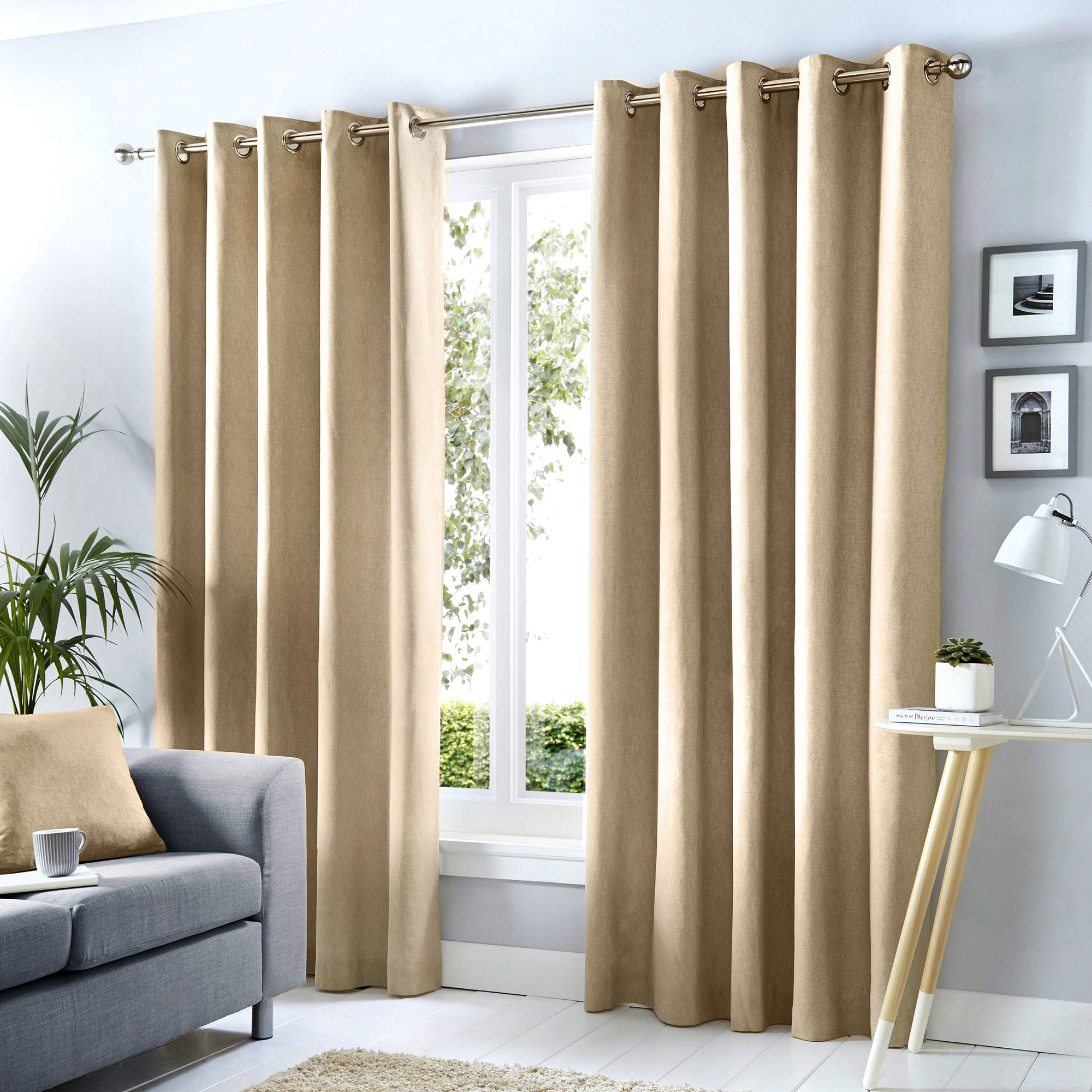 Pair of Eyelet Curtains Cannes by Fusion in Natural