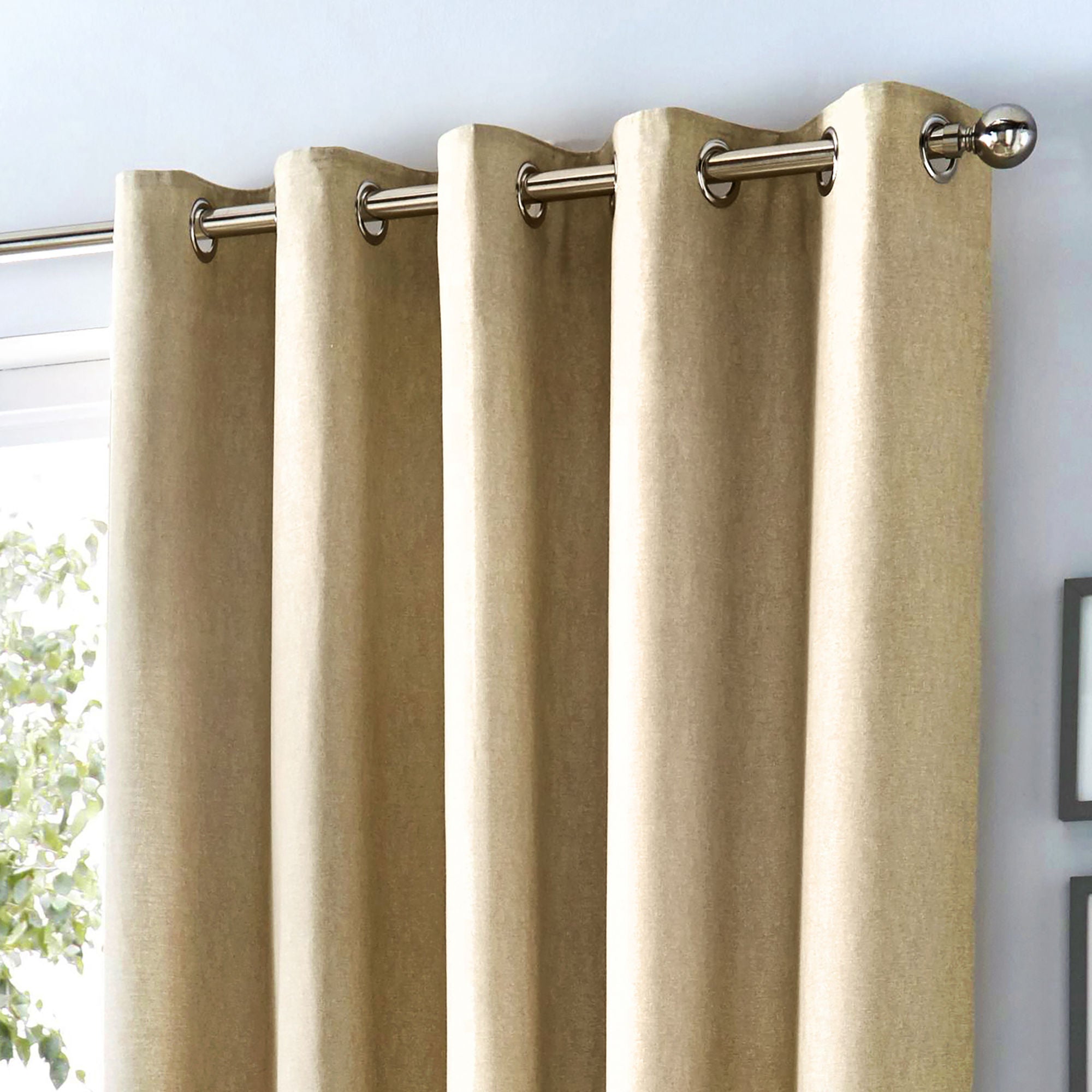 Pair of Eyelet Curtains Cannes by Fusion in Natural