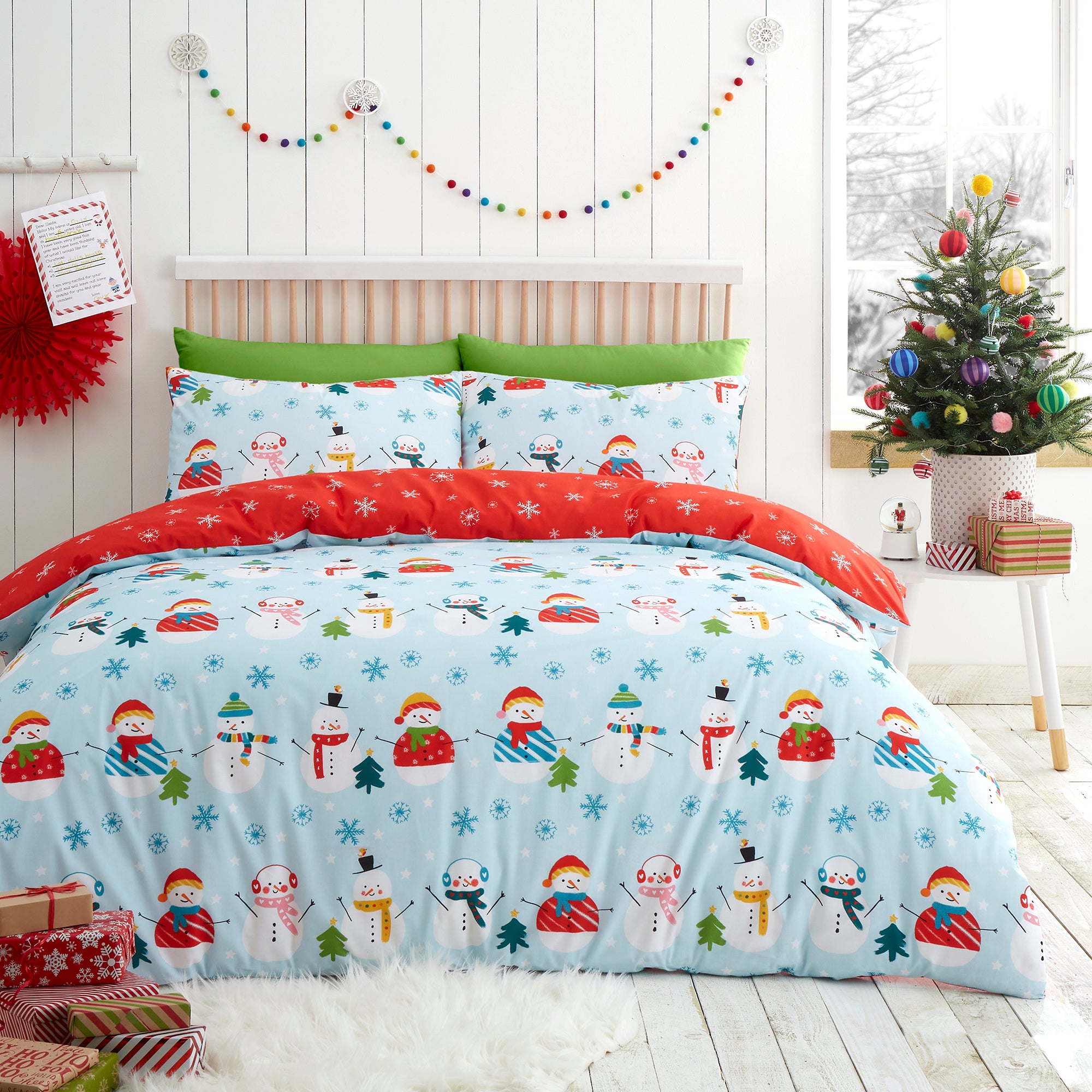 Duvet Cover Set Christmas Snowman by Fusion in Duck Egg