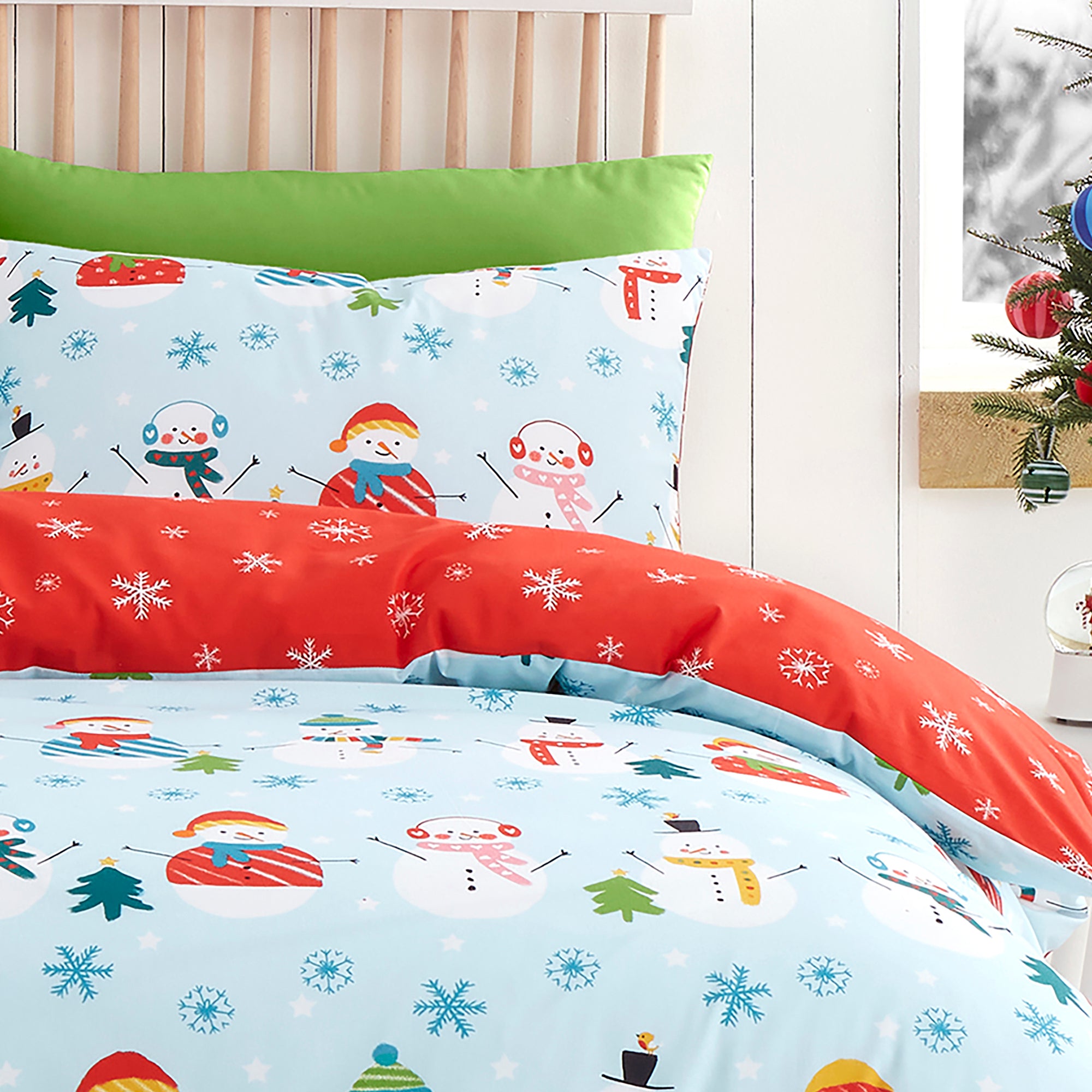 Duvet Cover Set Christmas Snowman by Fusion in Duck Egg