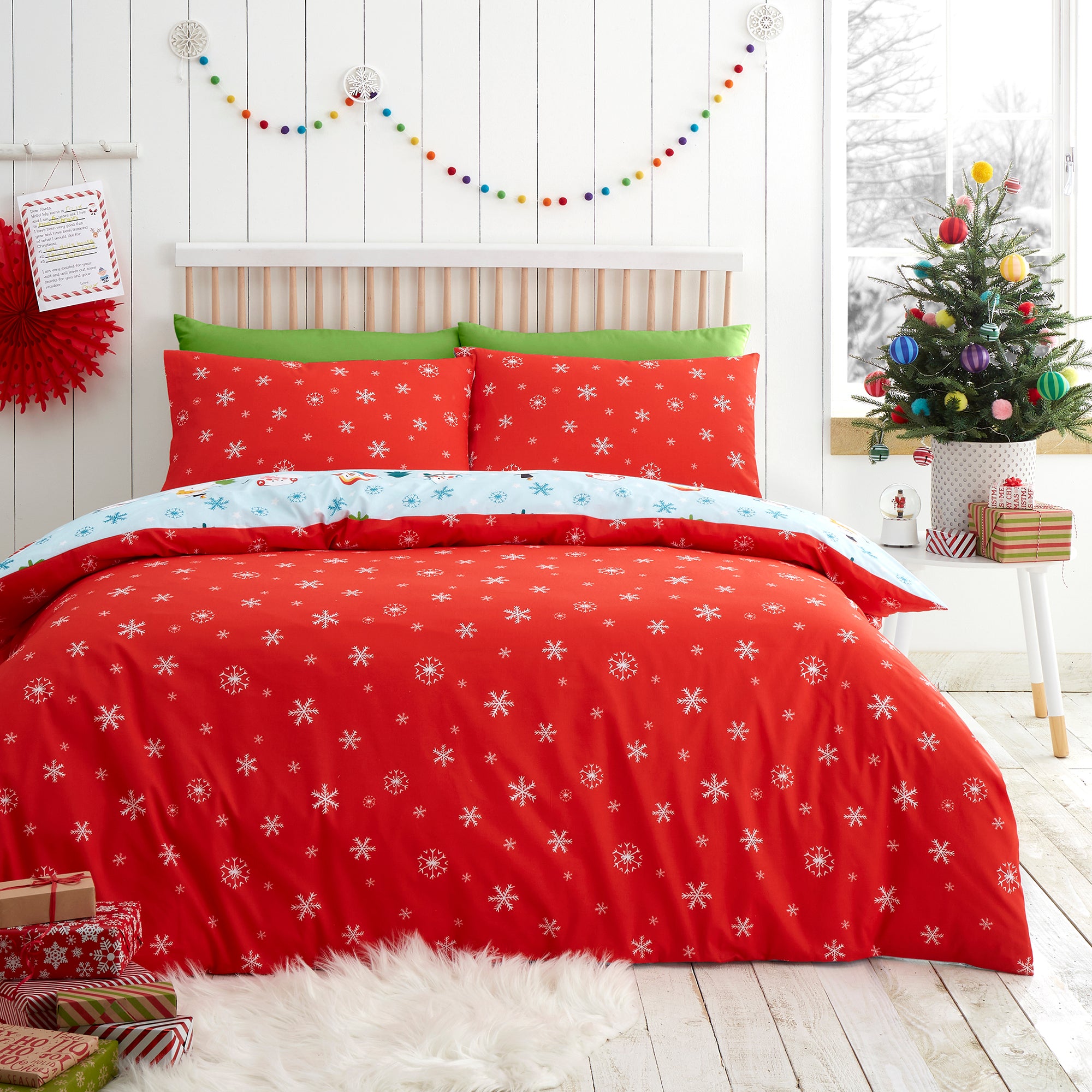 Duvet Cover Set Christmas Snowman by Fusion in Duck Egg