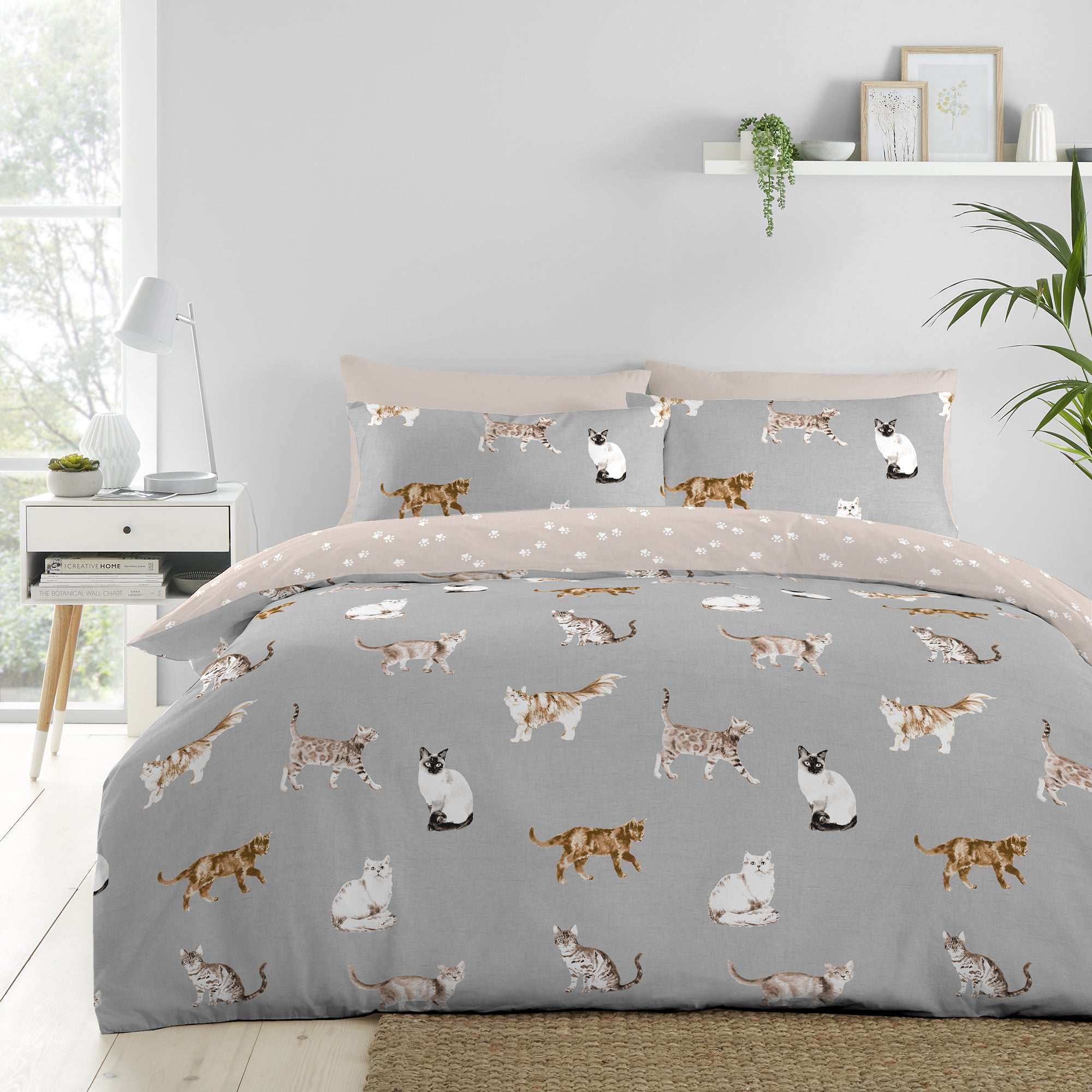 Duvet Cover Set Cats by Fusion in Grey