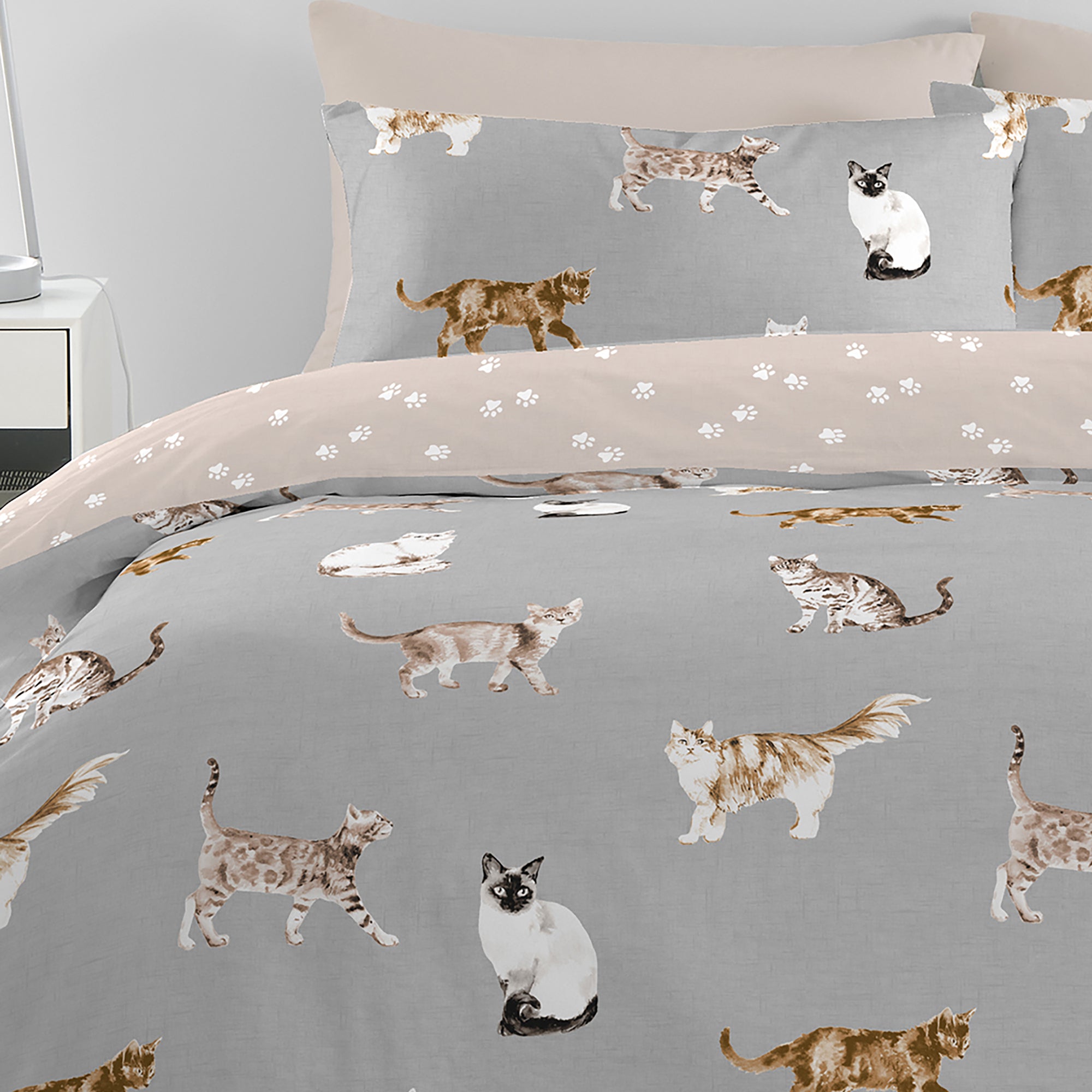 Duvet Cover Set Cats by Fusion in Grey