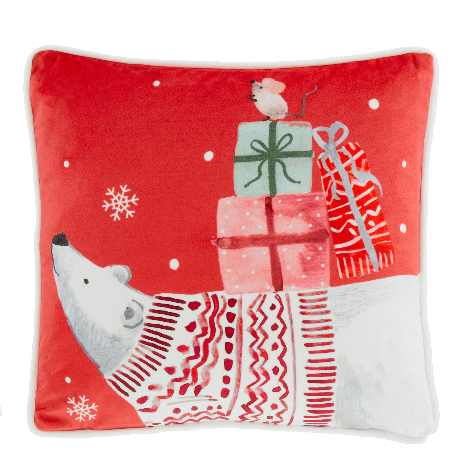 Cushion Christmas Woodland Animals by Fusion in Red