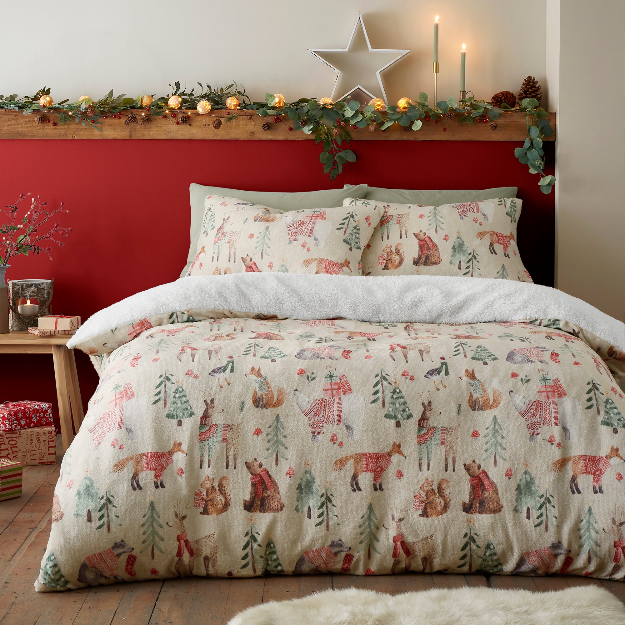 Duvet Cover Set Christmas Woodland Animals by Fusion in Natural