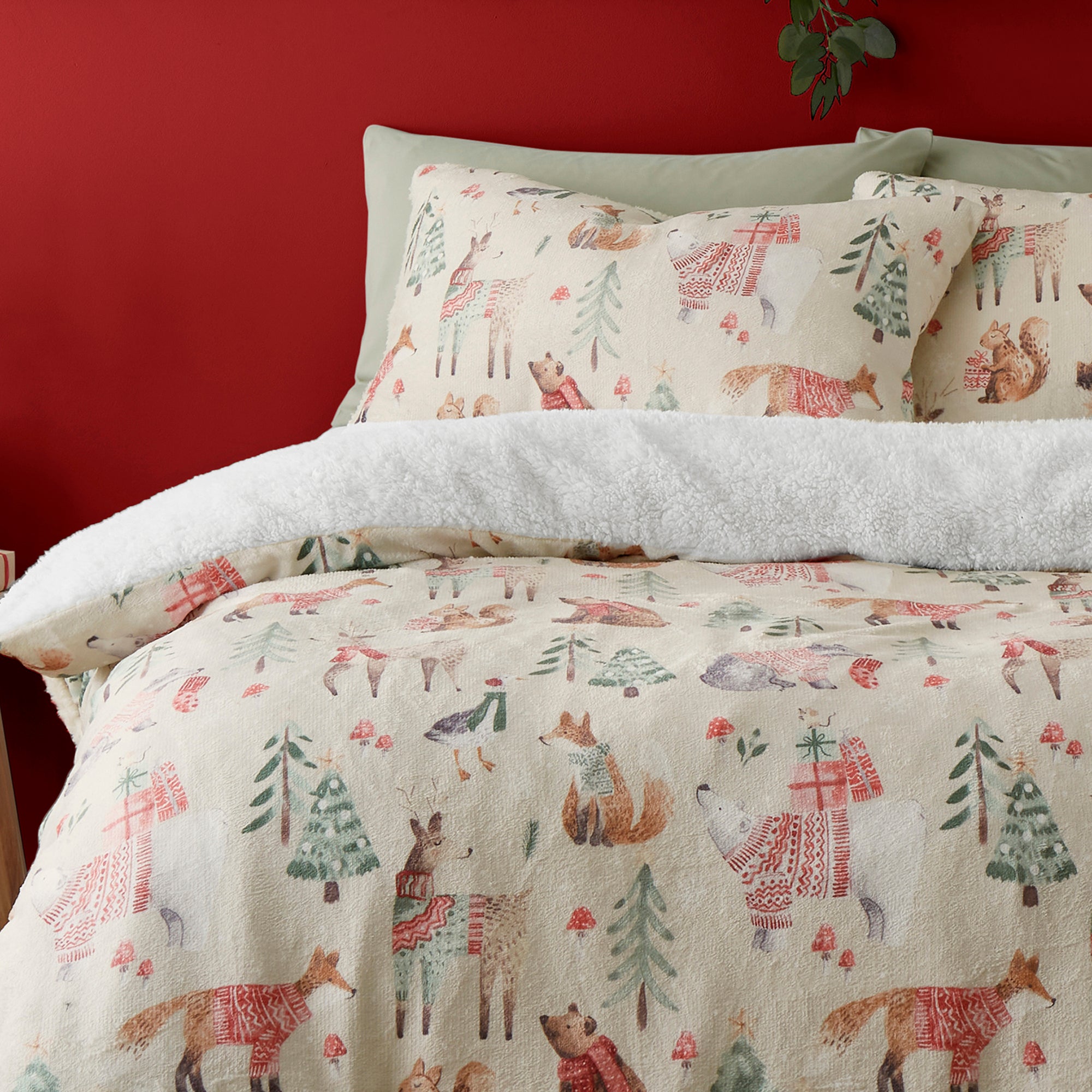 Duvet Cover Set Christmas Woodland Animals by Fusion in Natural