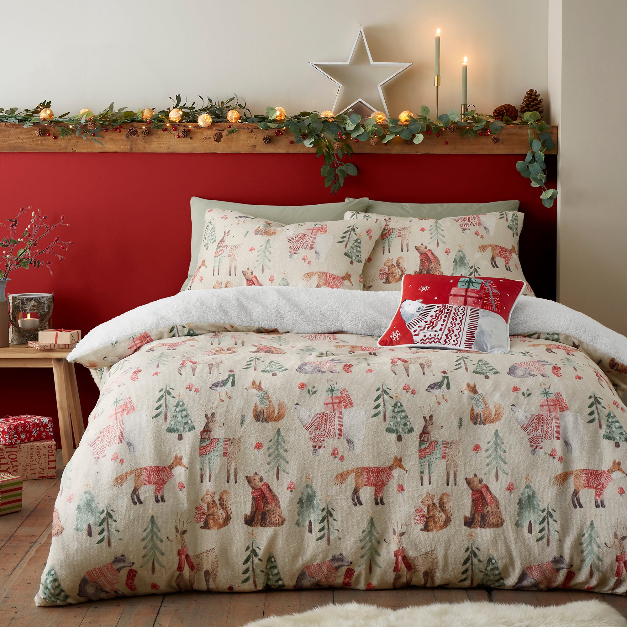 Duvet Cover Set Christmas Woodland Animals by Fusion in Natural