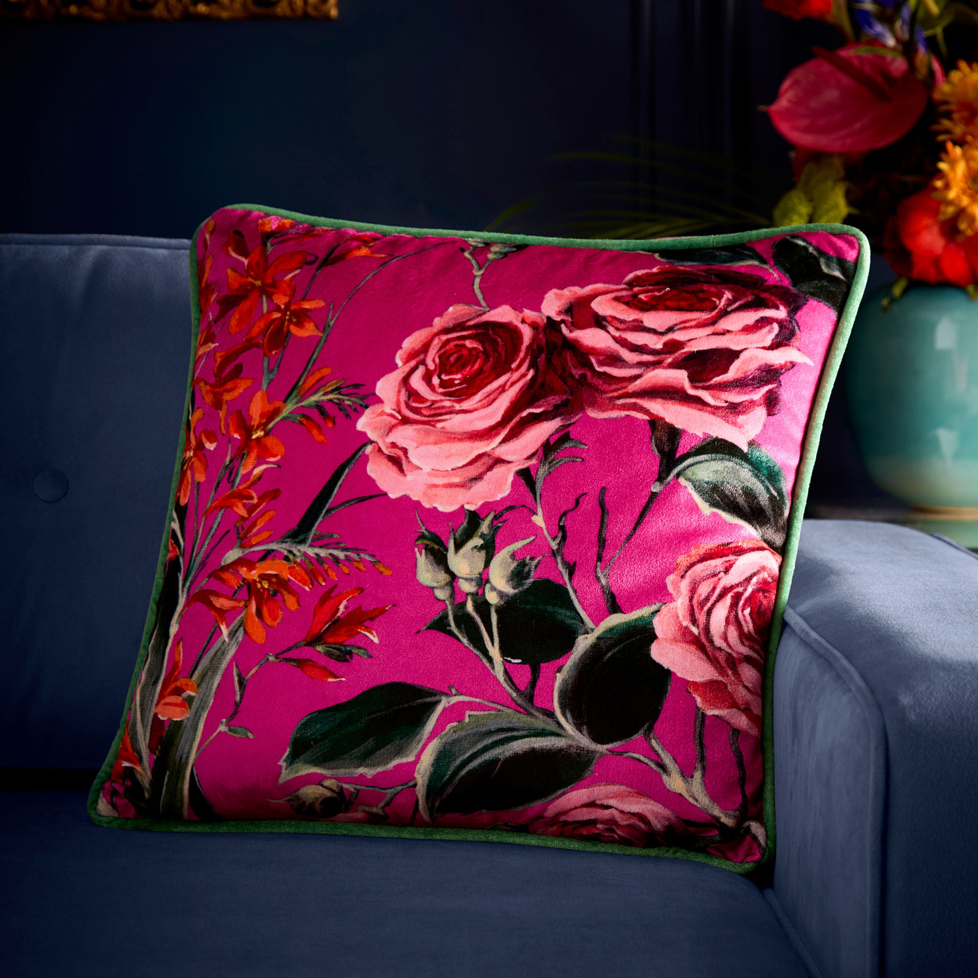 Cushion Cotswold Fantasia Dawn by Laurence Llewelyn-Bowen in Pink