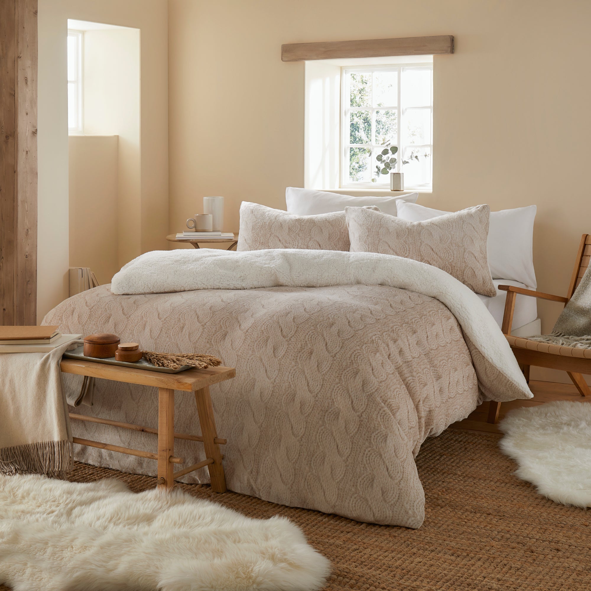 Duvet Cover Set Cable Knit by Fusion Snug in Natural