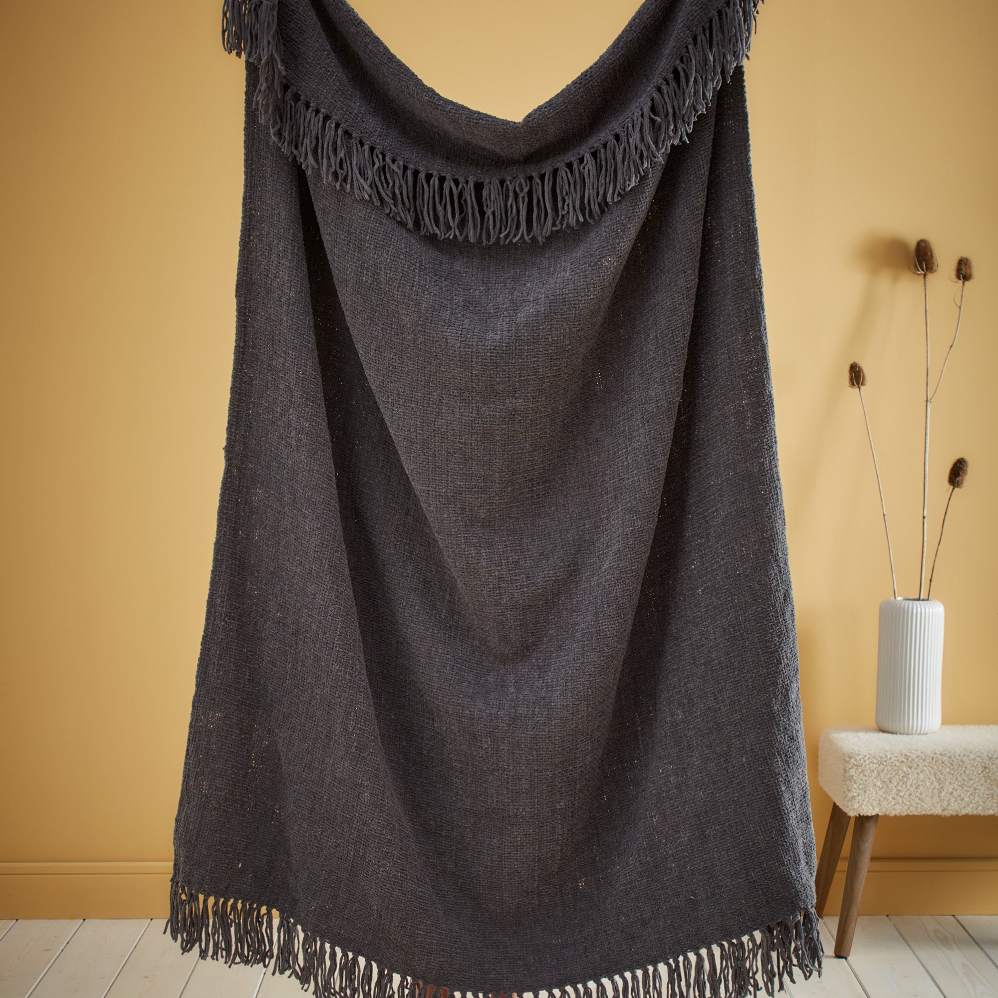Throw Chenille by Appletree Loft in Charcoal
