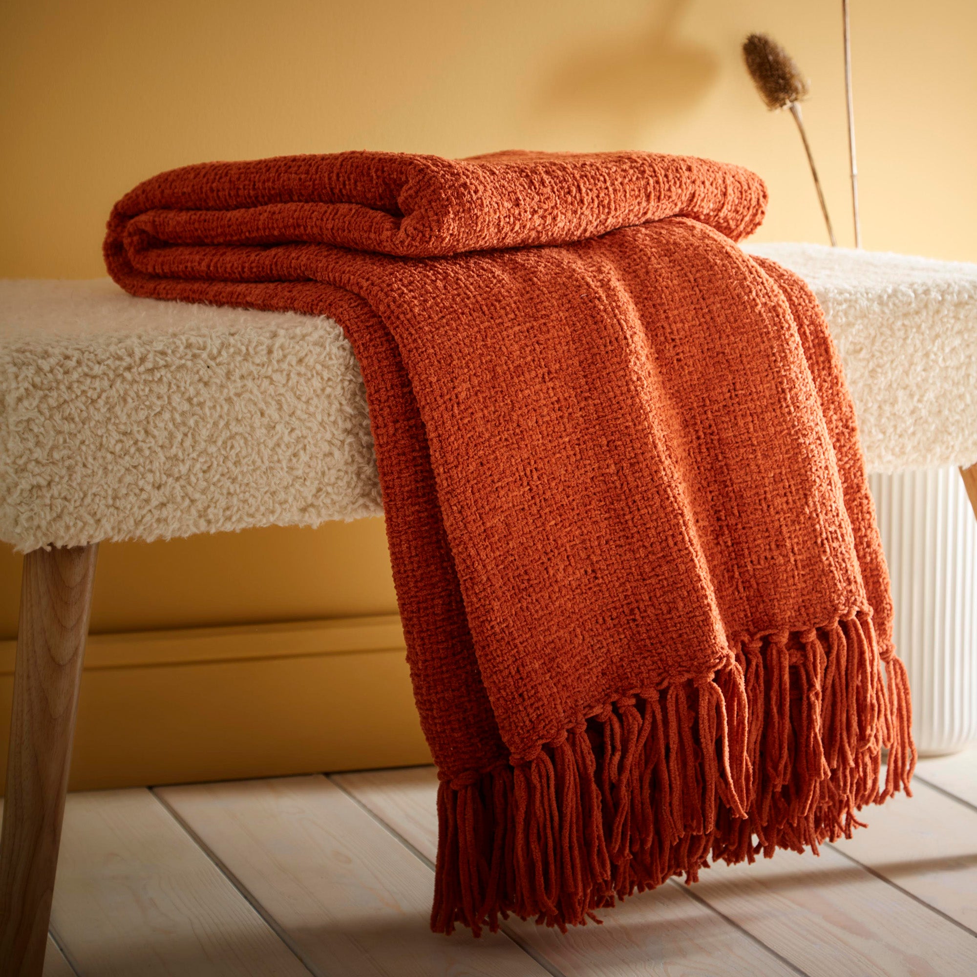 Throw Chenille by Appletree Loft in Terracotta