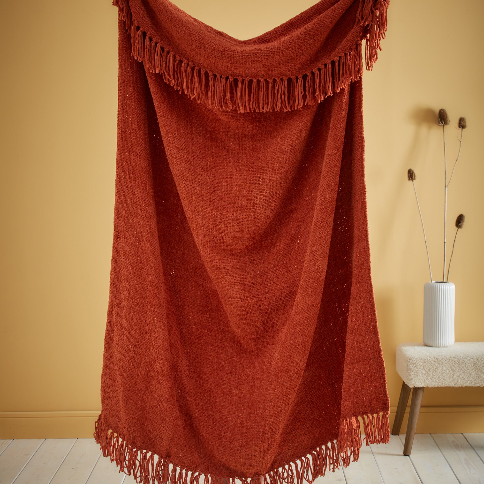 Throw Chenille by Appletree Loft in Terracotta