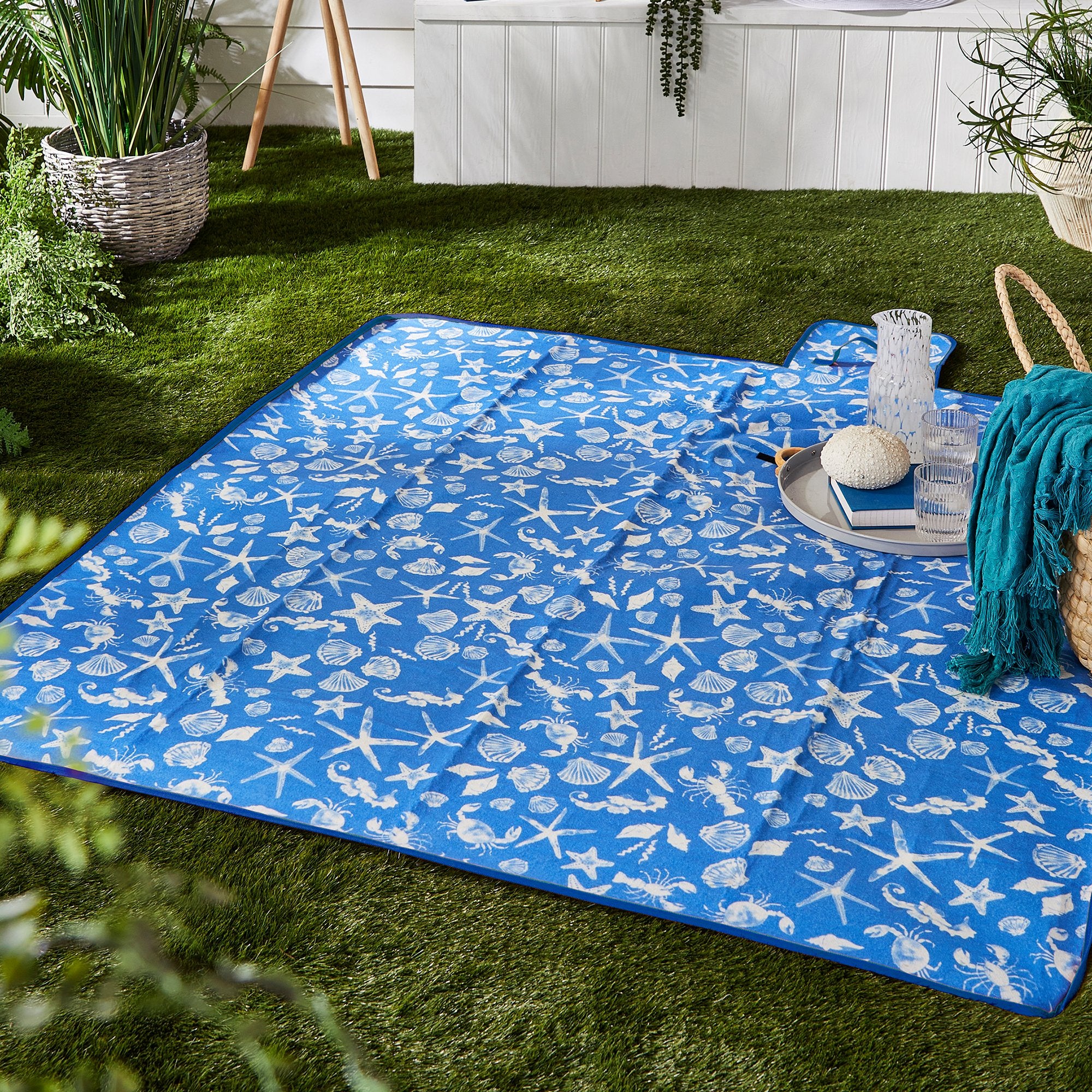 Picnic Blanket Coastal Bay by Fusion in Blue