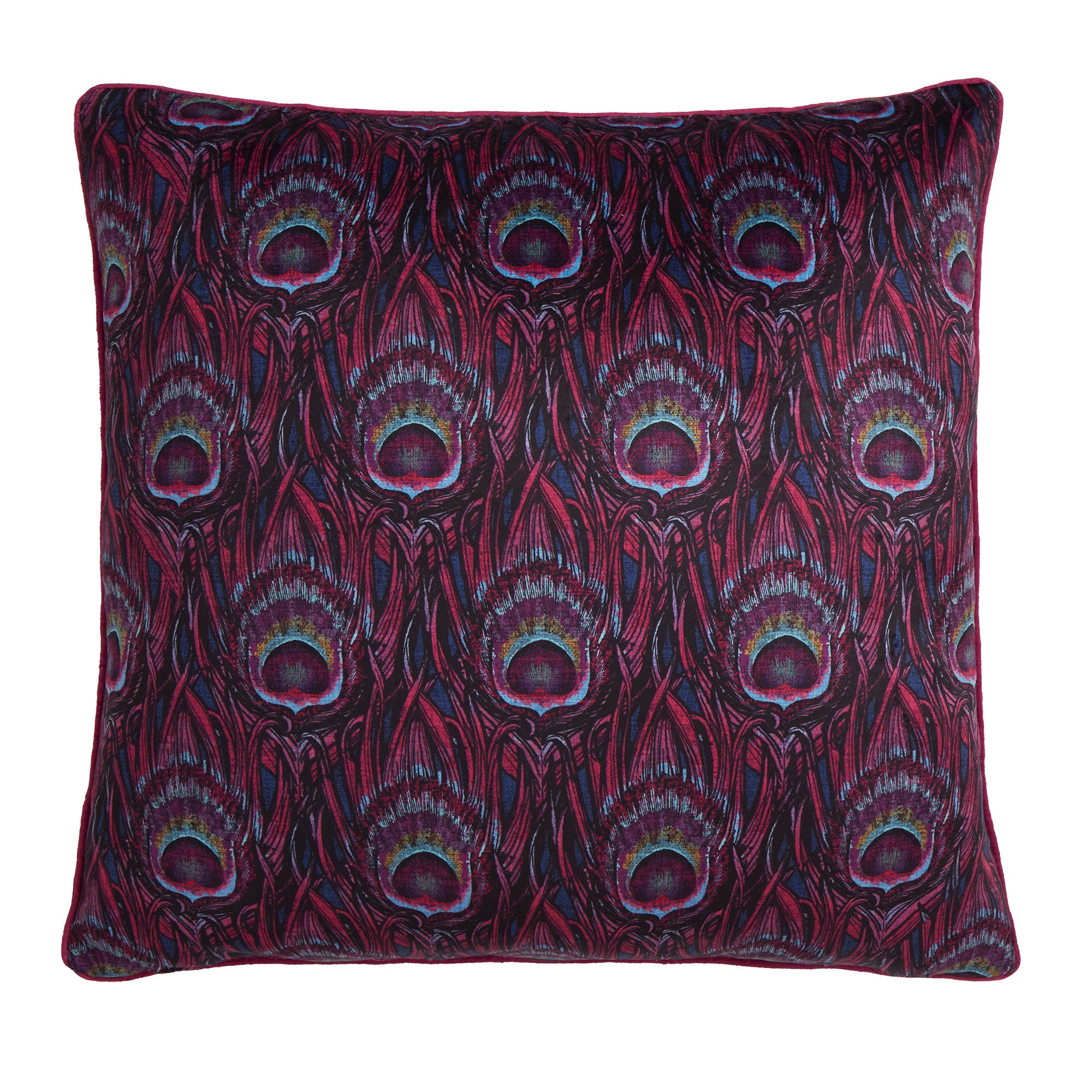 Cushion Dandy Peacock by Laurence Llewelyn-Bowen in Plum