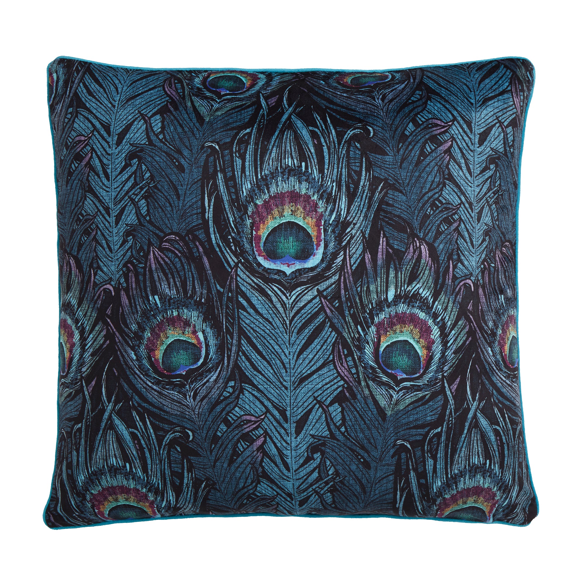 Cushion Dandy Peacock by Laurence Llewelyn-Bowen in Teal