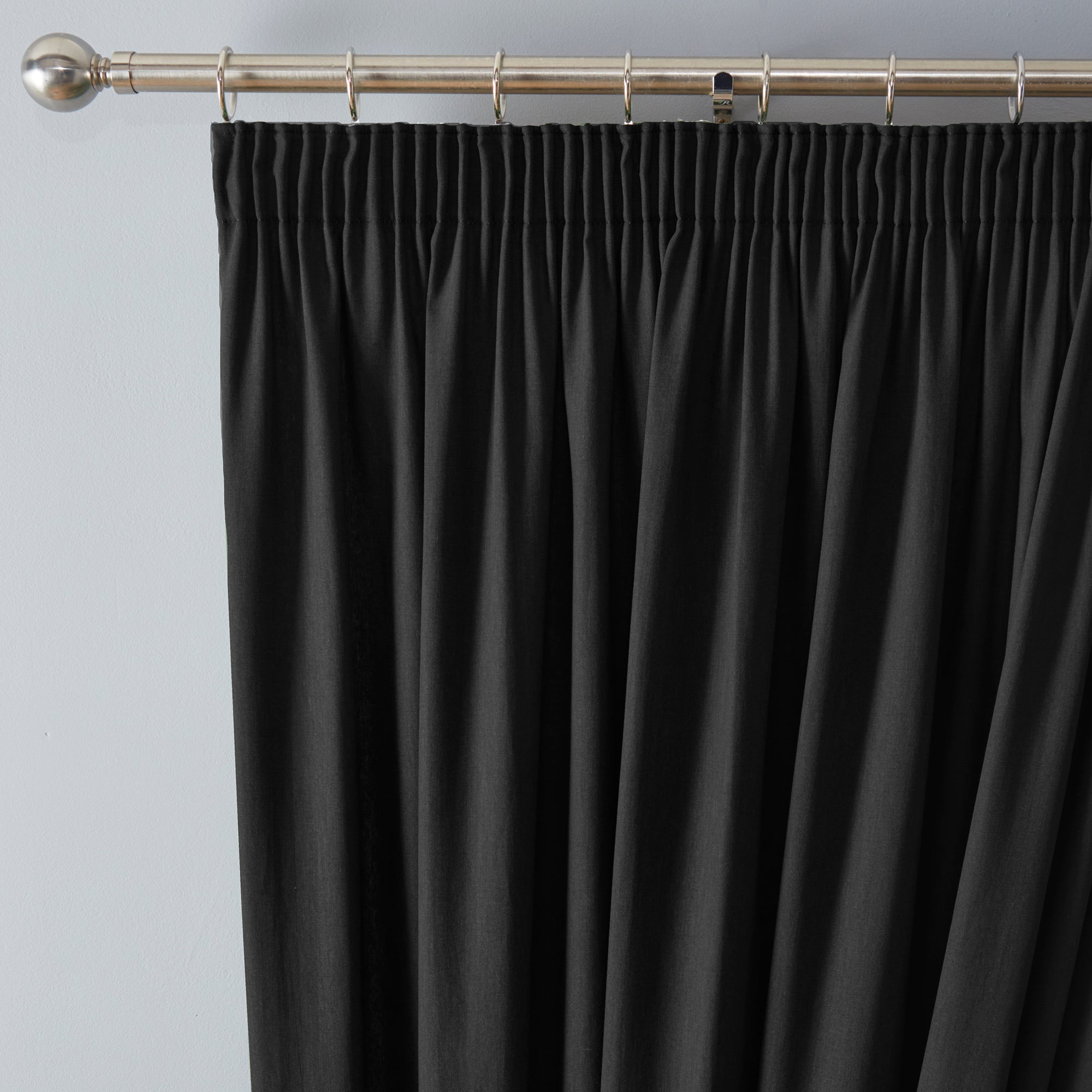 Pair of Pencil Pleat Curtains Dijon by Fusion in Black