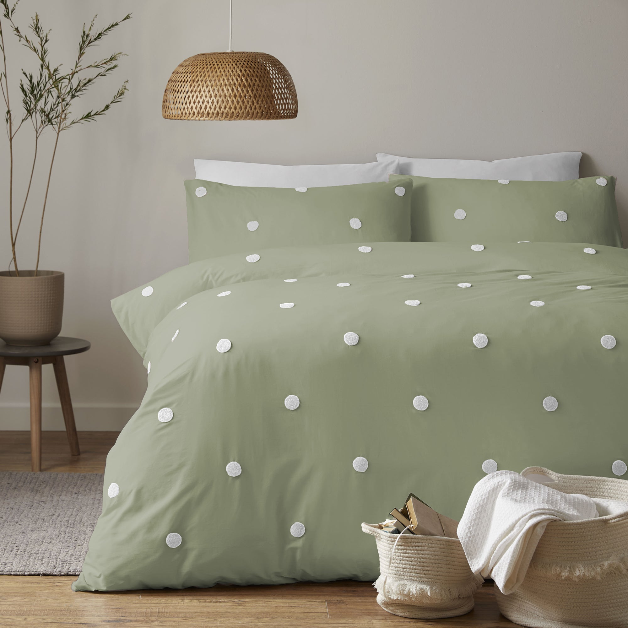 Duvet Cover Set Dot Garden by Appletree Boutique in Sage