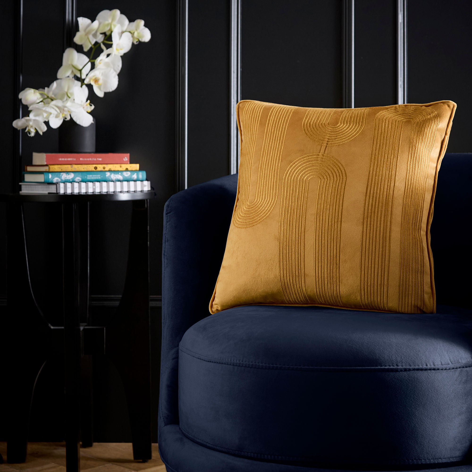 Cushion Diva Embroidery by Laurence Llewelyn-Bowen in Ochre