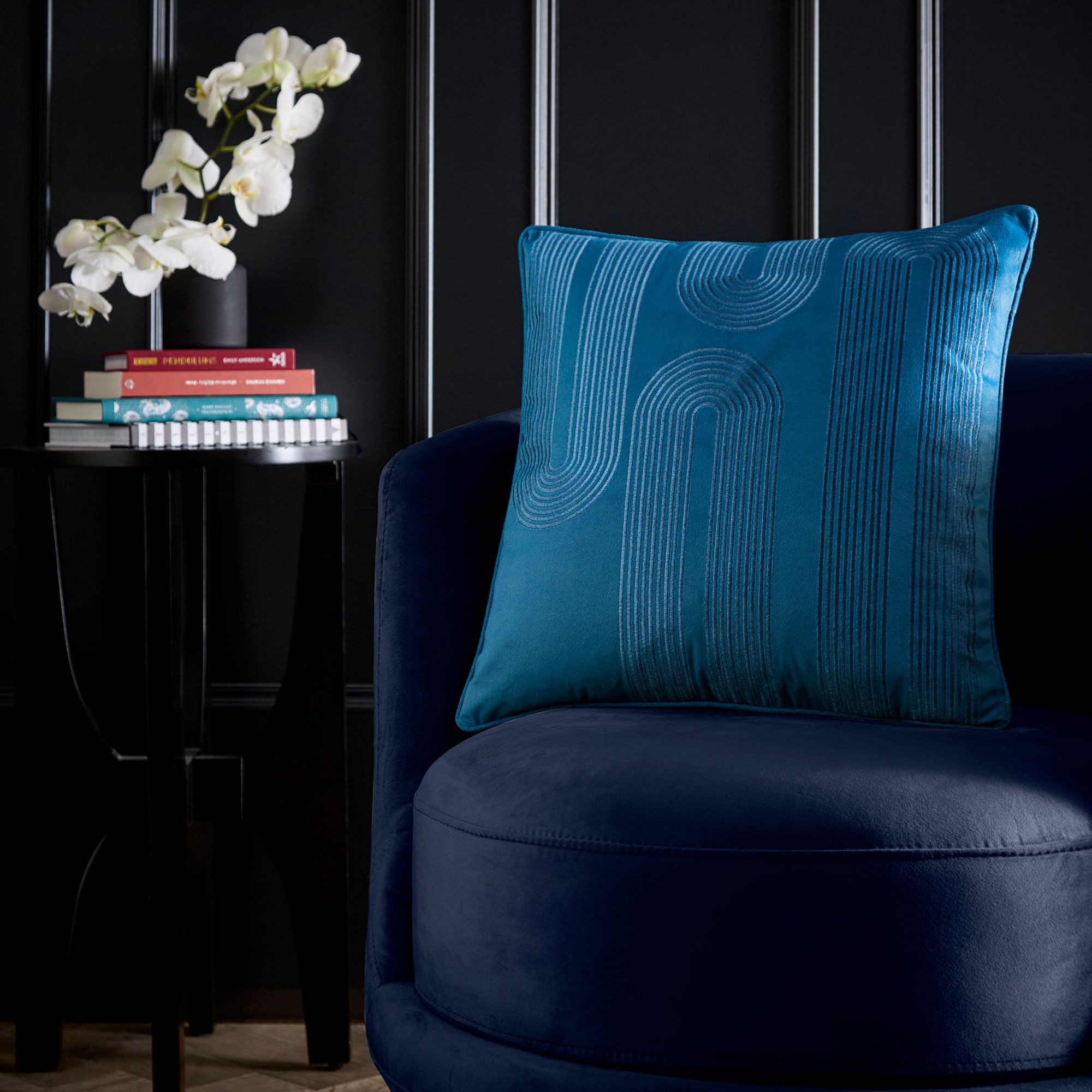 Cushion Diva Embroidery by Laurence Llewelyn-Bowen in Teal