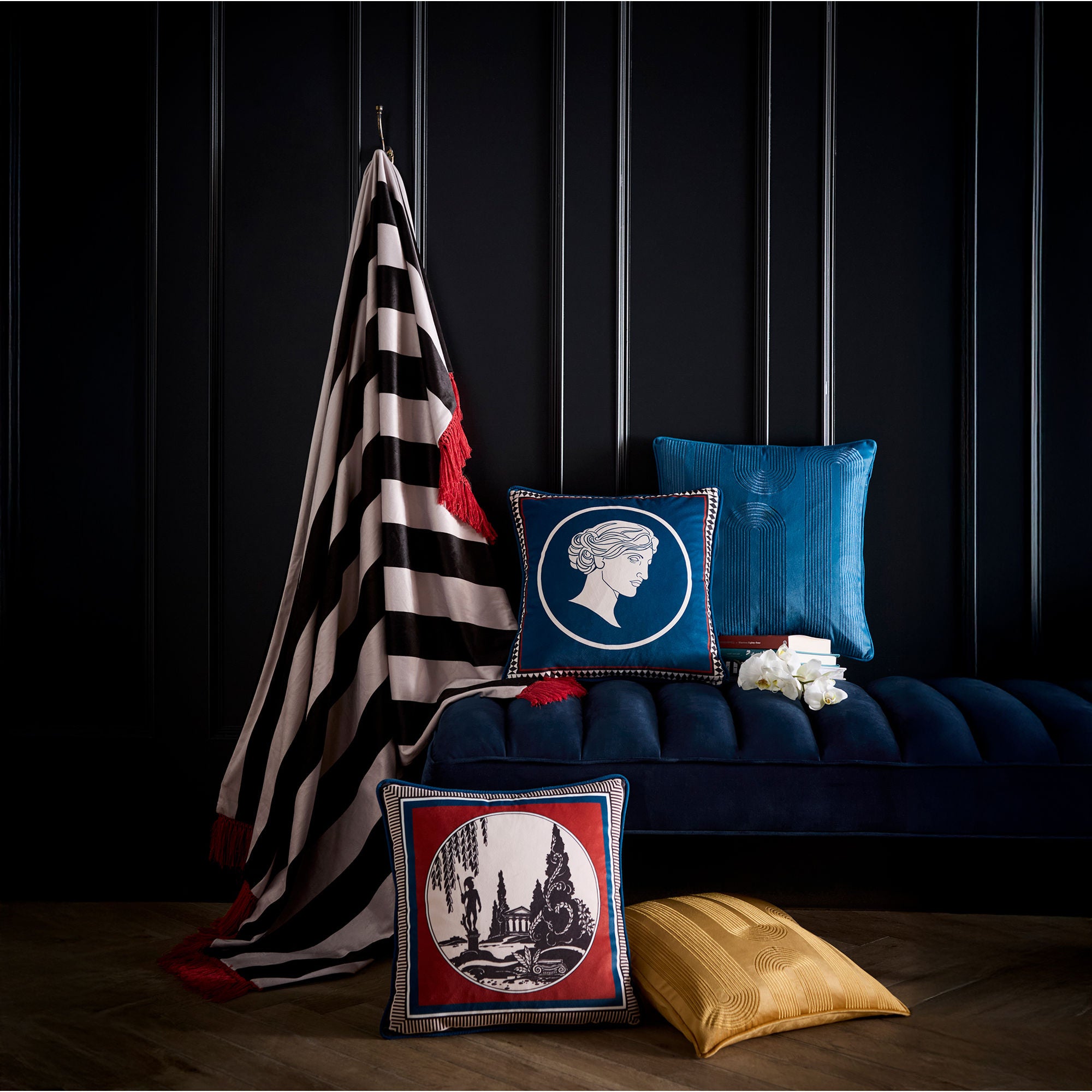 Cushion Diva Embroidery by Laurence Llewelyn-Bowen in Teal