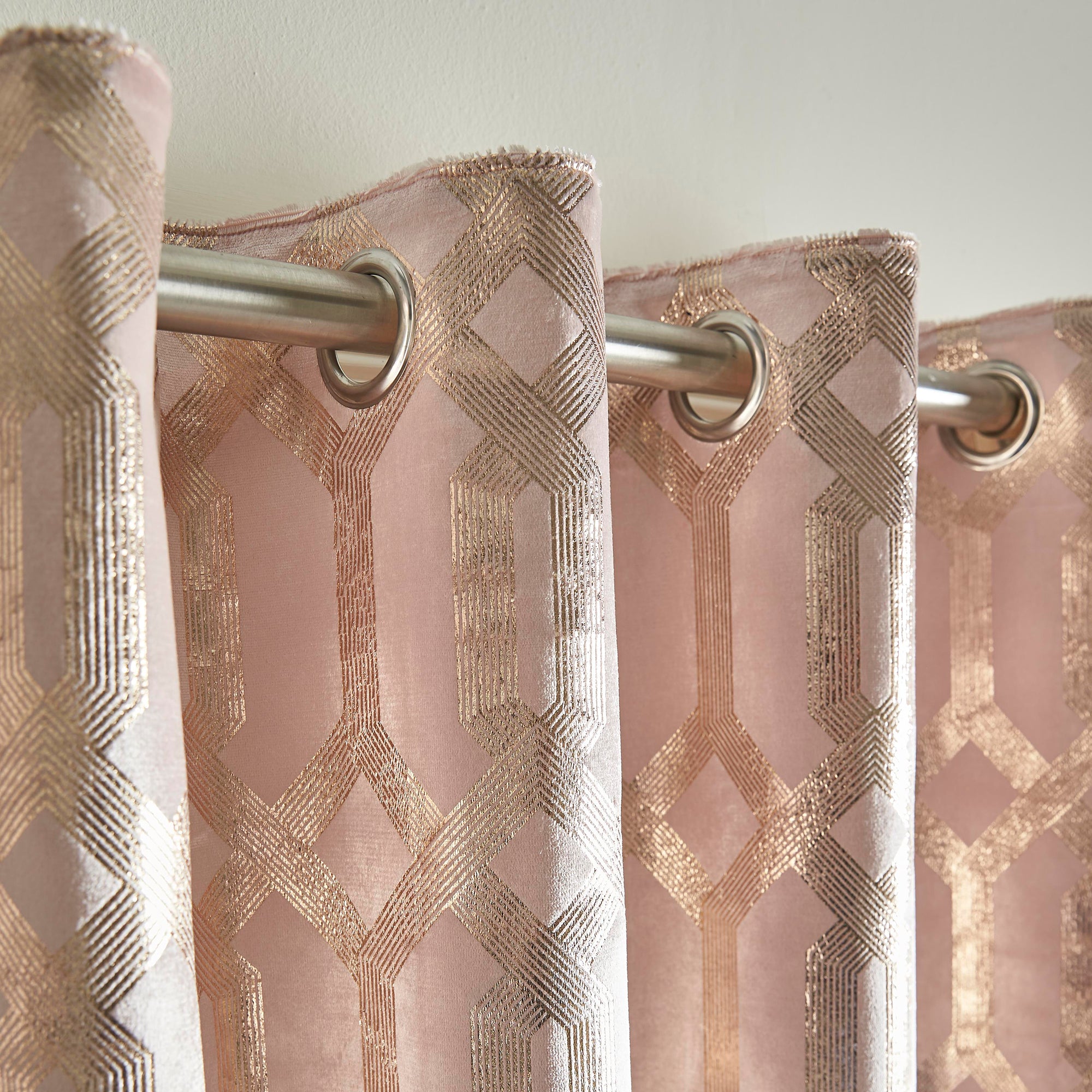 Pair of Eyelet Curtains Darla by Curtina in Blush