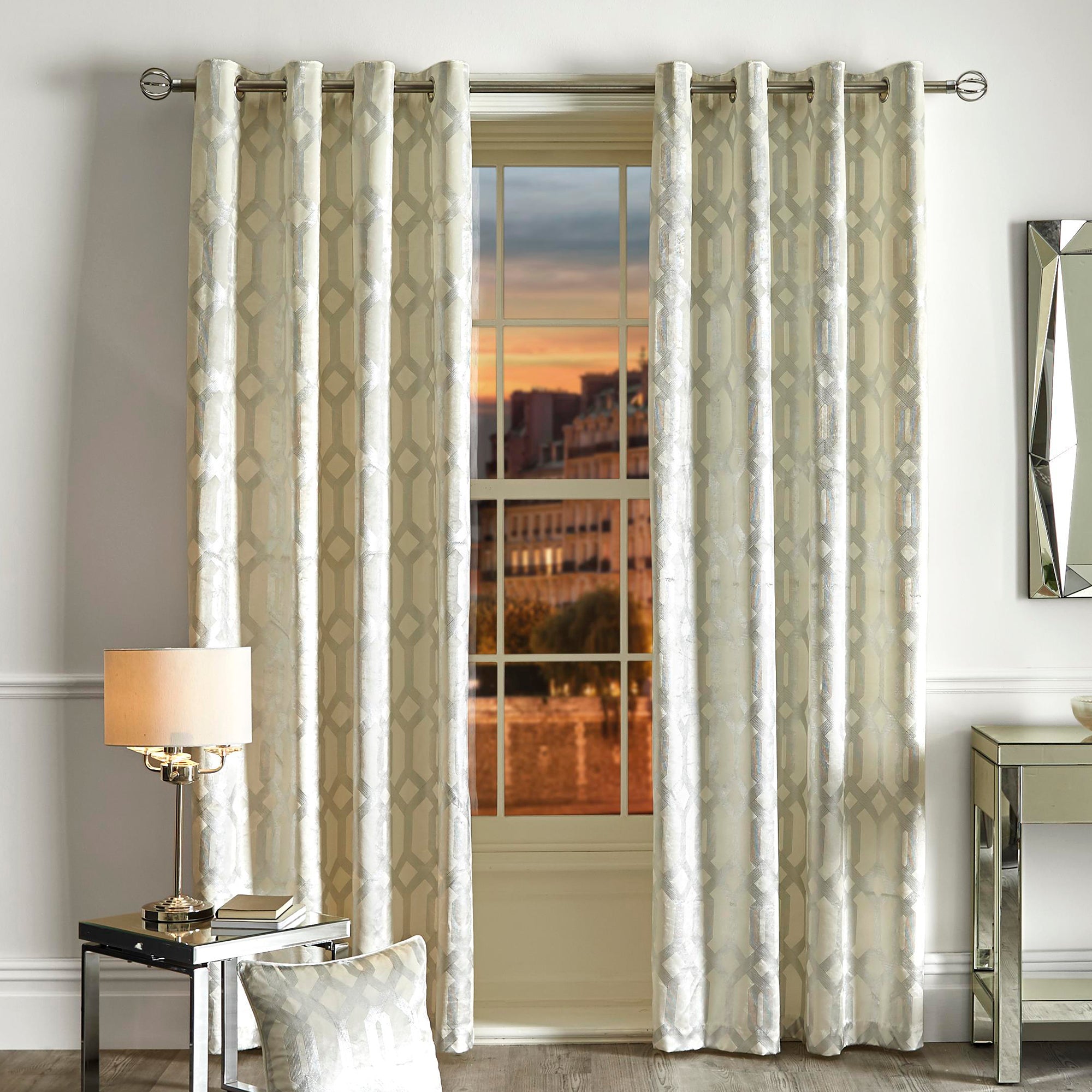 Pair of Eyelet Curtains Darla by Curtina in Ivory