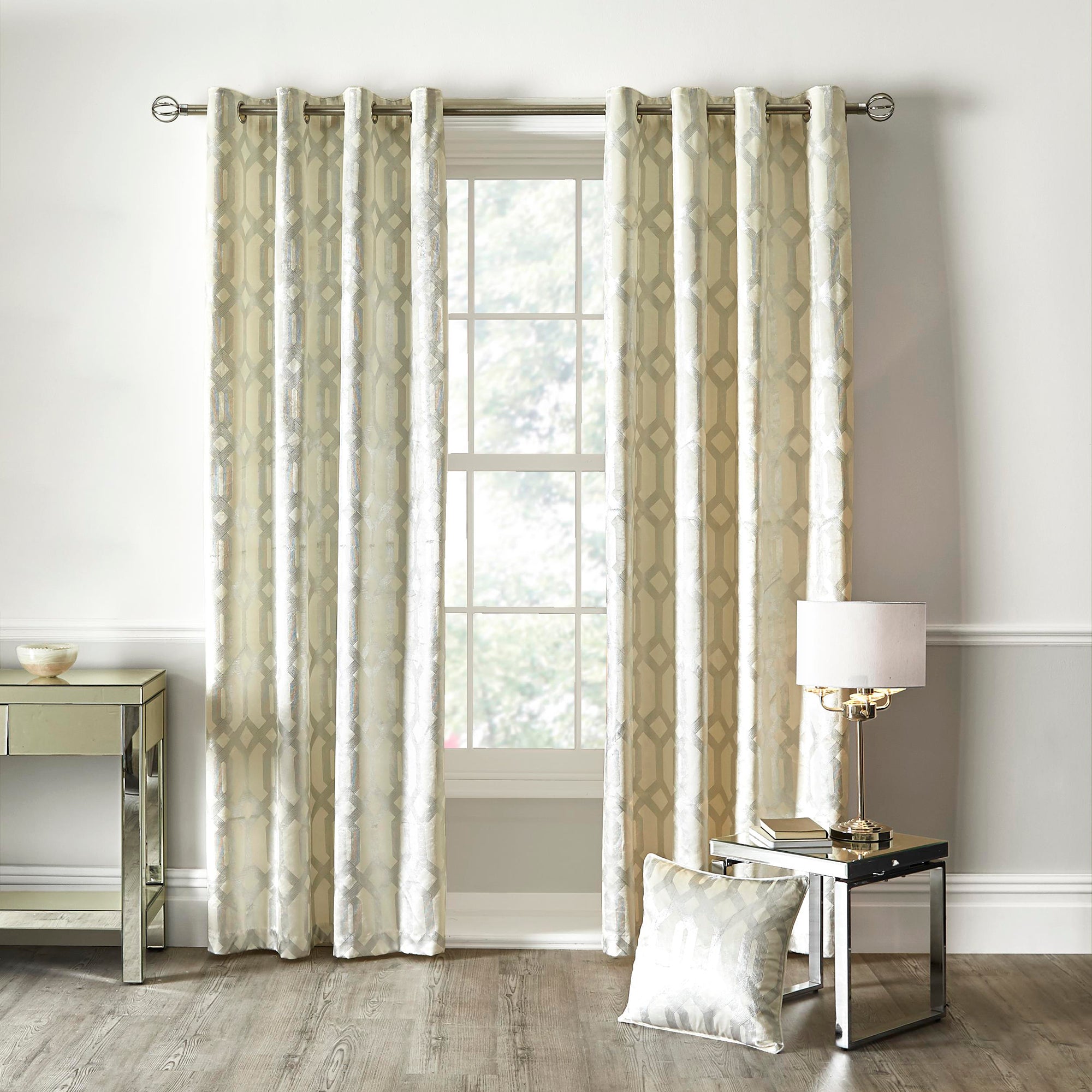 Pair of Eyelet Curtains Darla by Curtina in Ivory