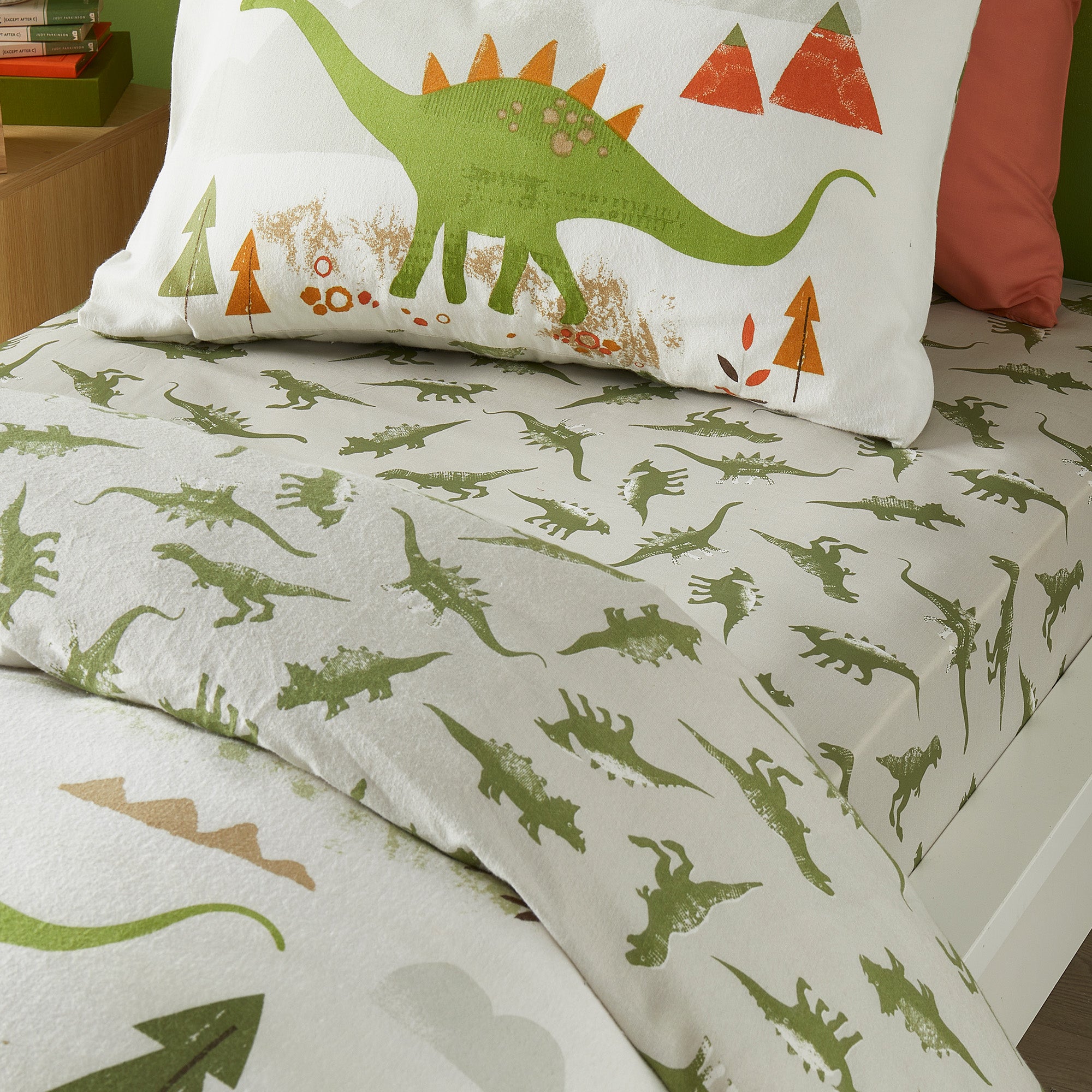 25cm Fitted Bed Sheet Dino by Bedlam in Green