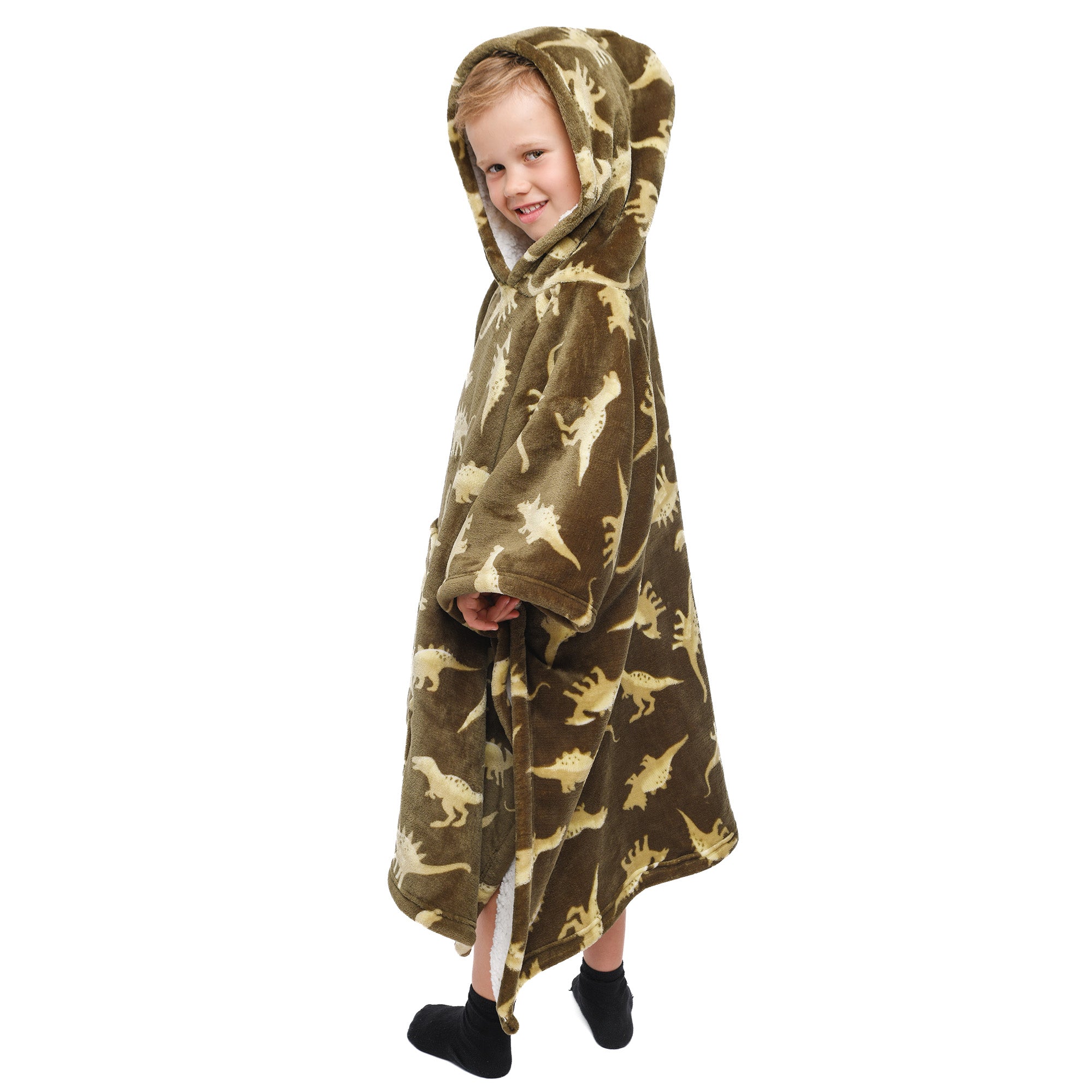 Hooded Throw Poncho Dino by Bedlam in Green