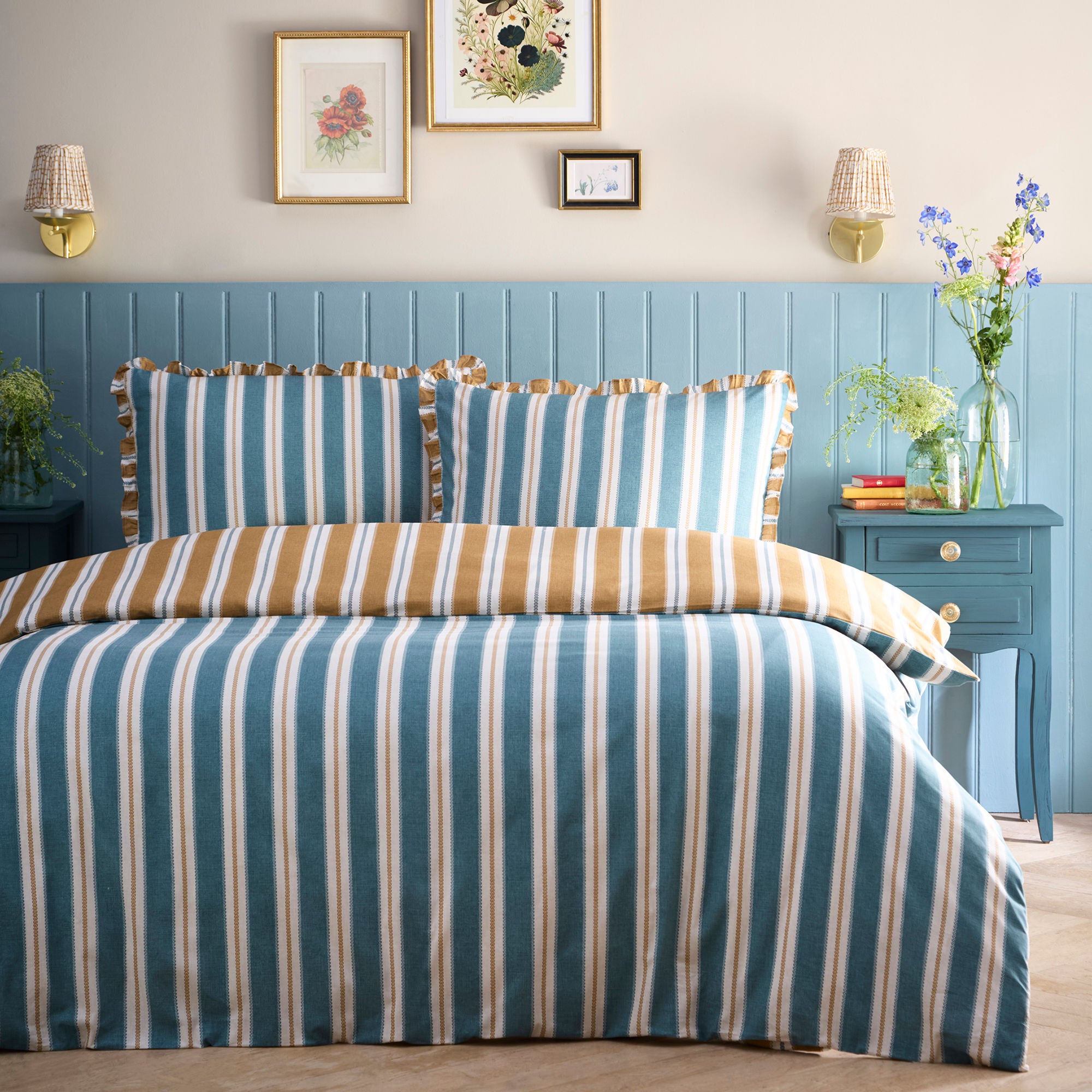 Duvet Cover Set Eloise Stripe by Appletree Heritage in Teal